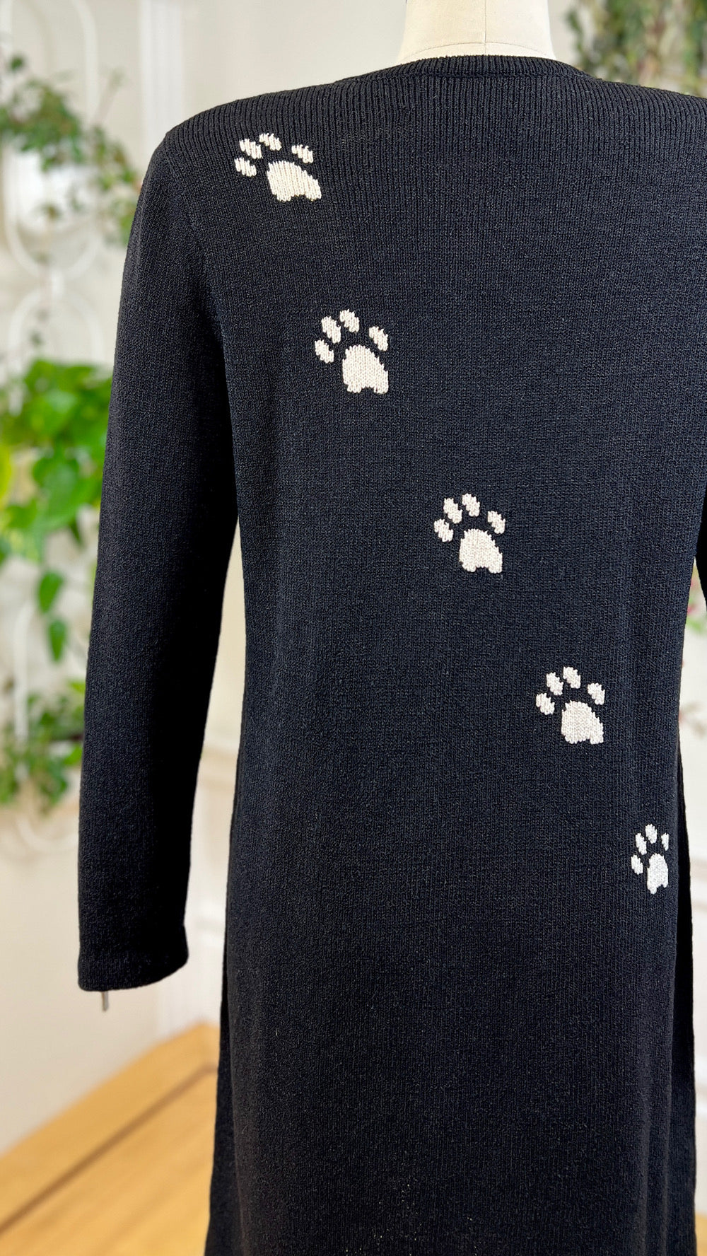 1980s STEVE FABRIKANT Cat Paws Wool Blend Sweater Dress | medium/large