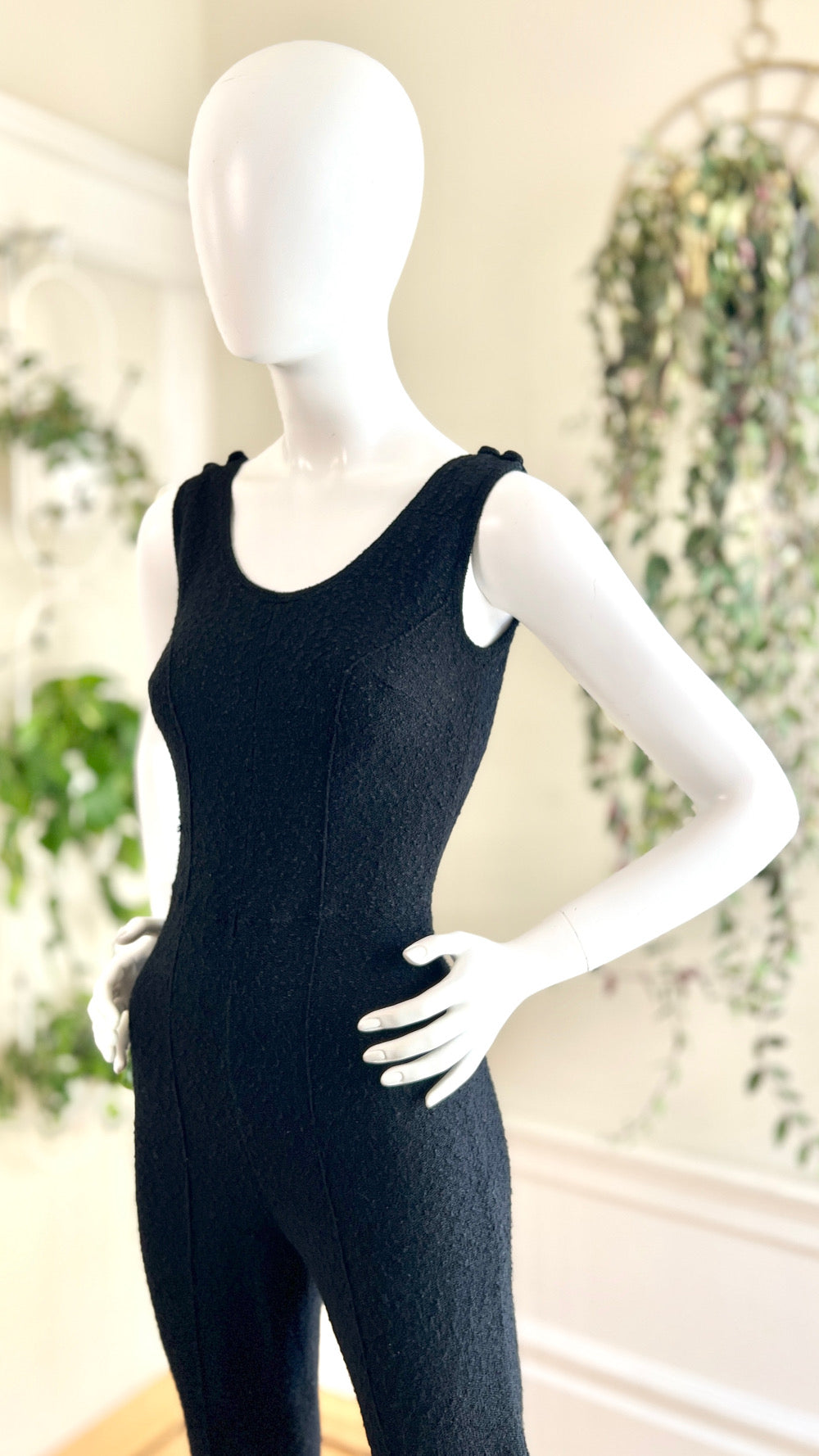 1940s 1950s SNYDERKNIT Black Knit Wool Jumpsuit | x-small/small