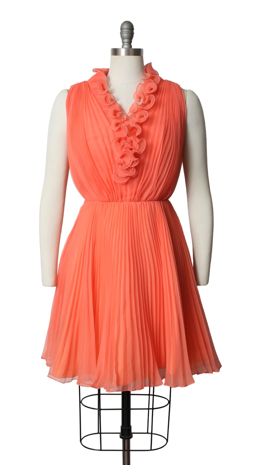 NEW | 1960s Ruffly Pleated Chiffon Party Dress | small/medium