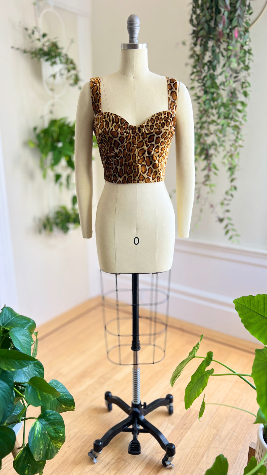 Vintage 1990s Leopard Print Bustier Top | small