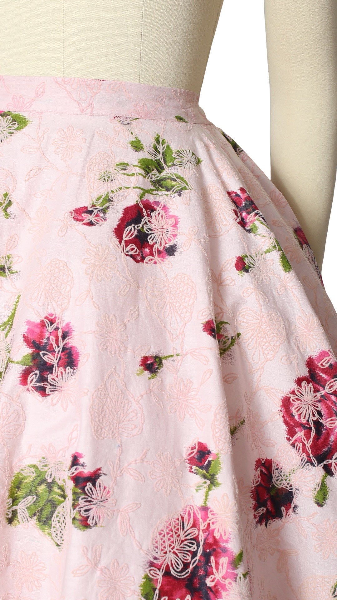 NEW | 1950s Flocked Rose Circle Skirt | small