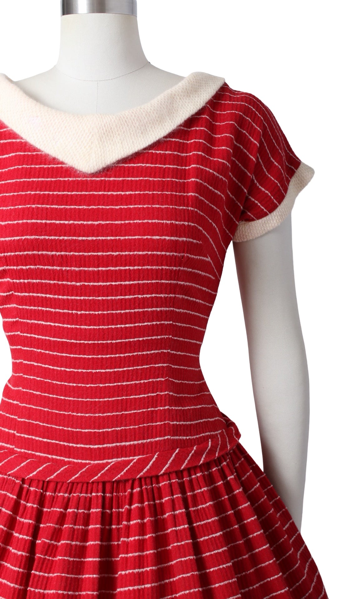 1950s Angora Striped Dropwaist Dress | small/medium