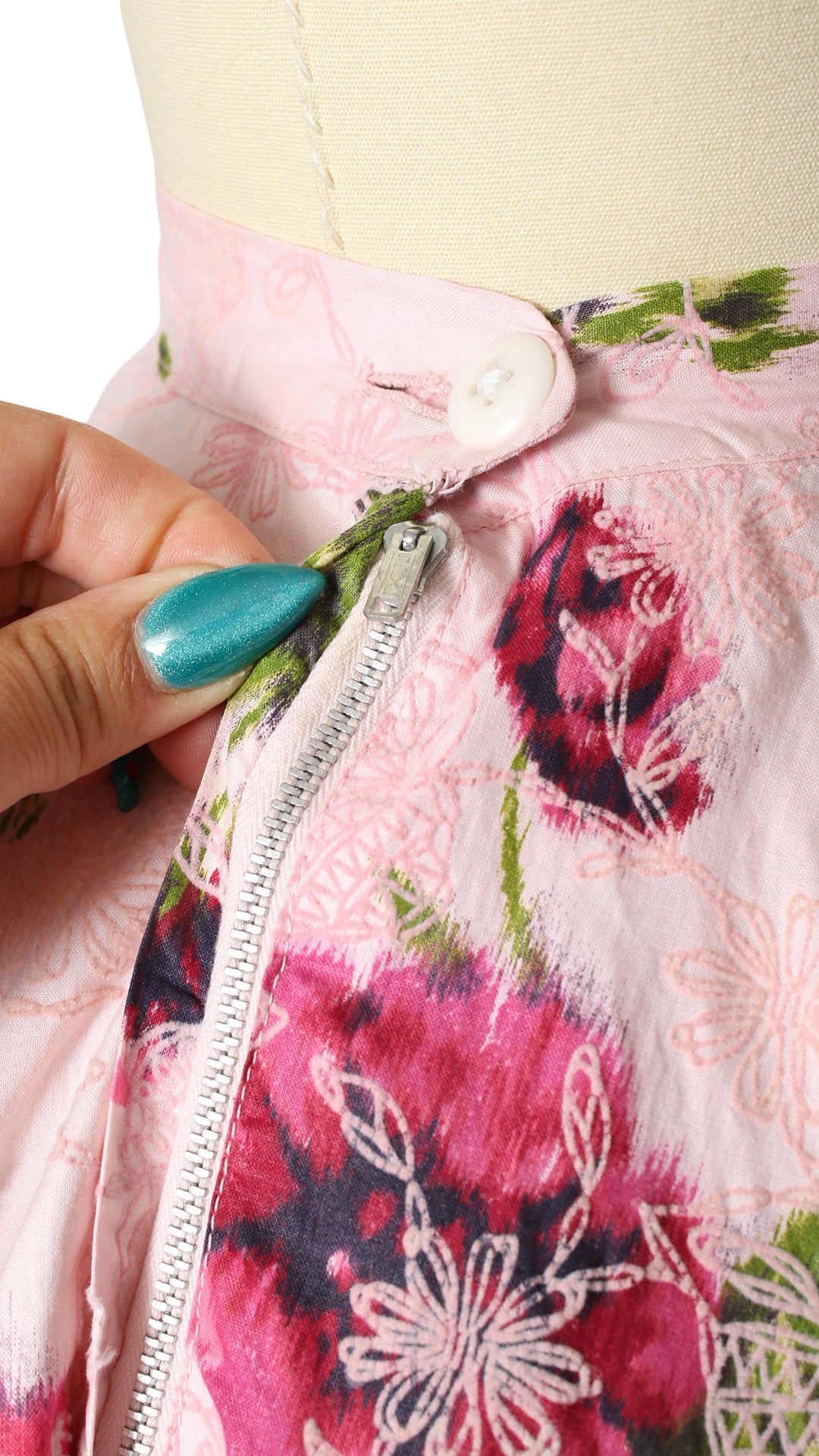 NEW | 1950s Flocked Rose Circle Skirt | small