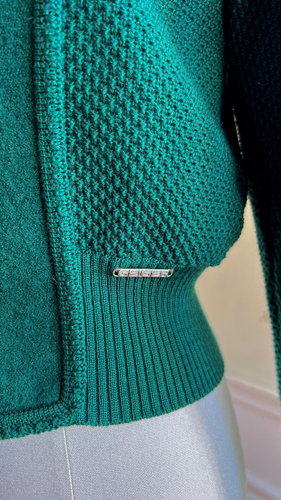 Vintage 1980s Austrian Green Wool Cardigan | small/medium