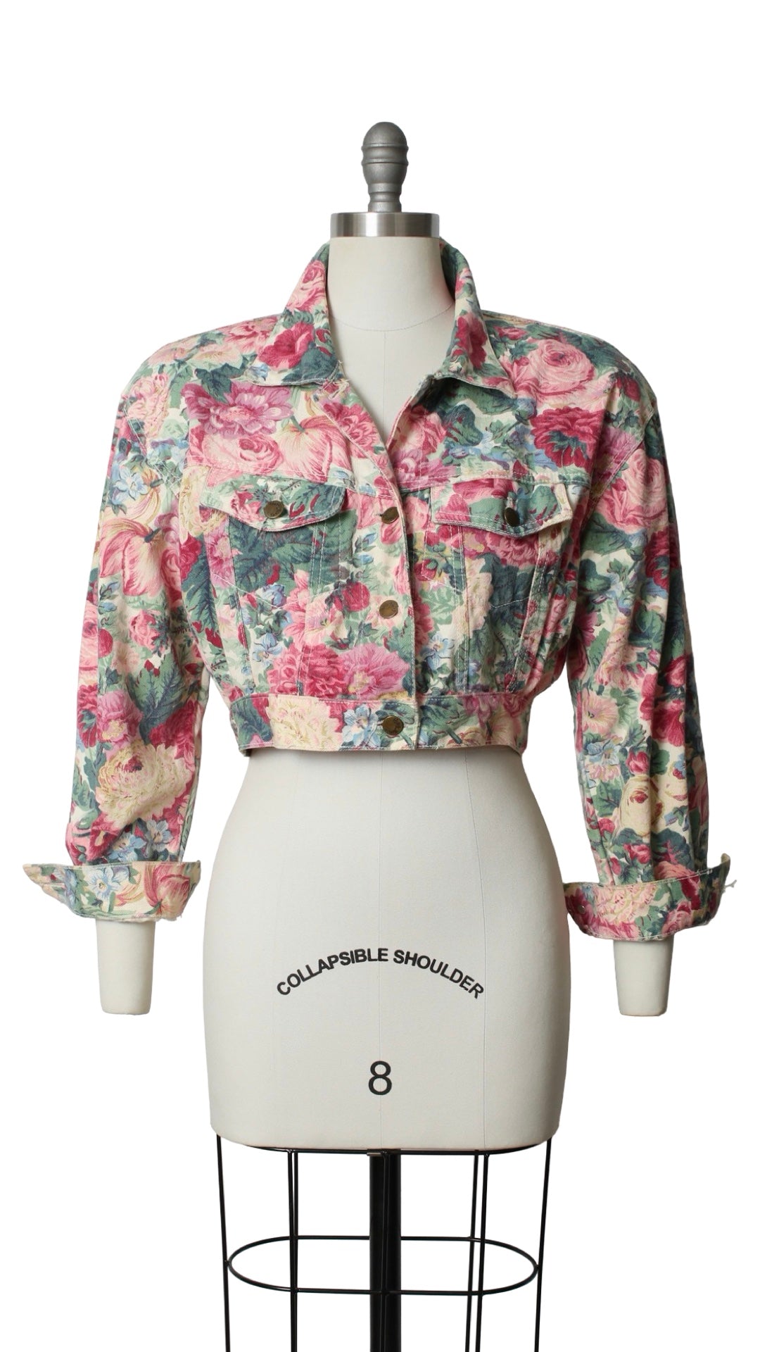 NEW | 1990s Floral Denim Cropped Jacket | medium