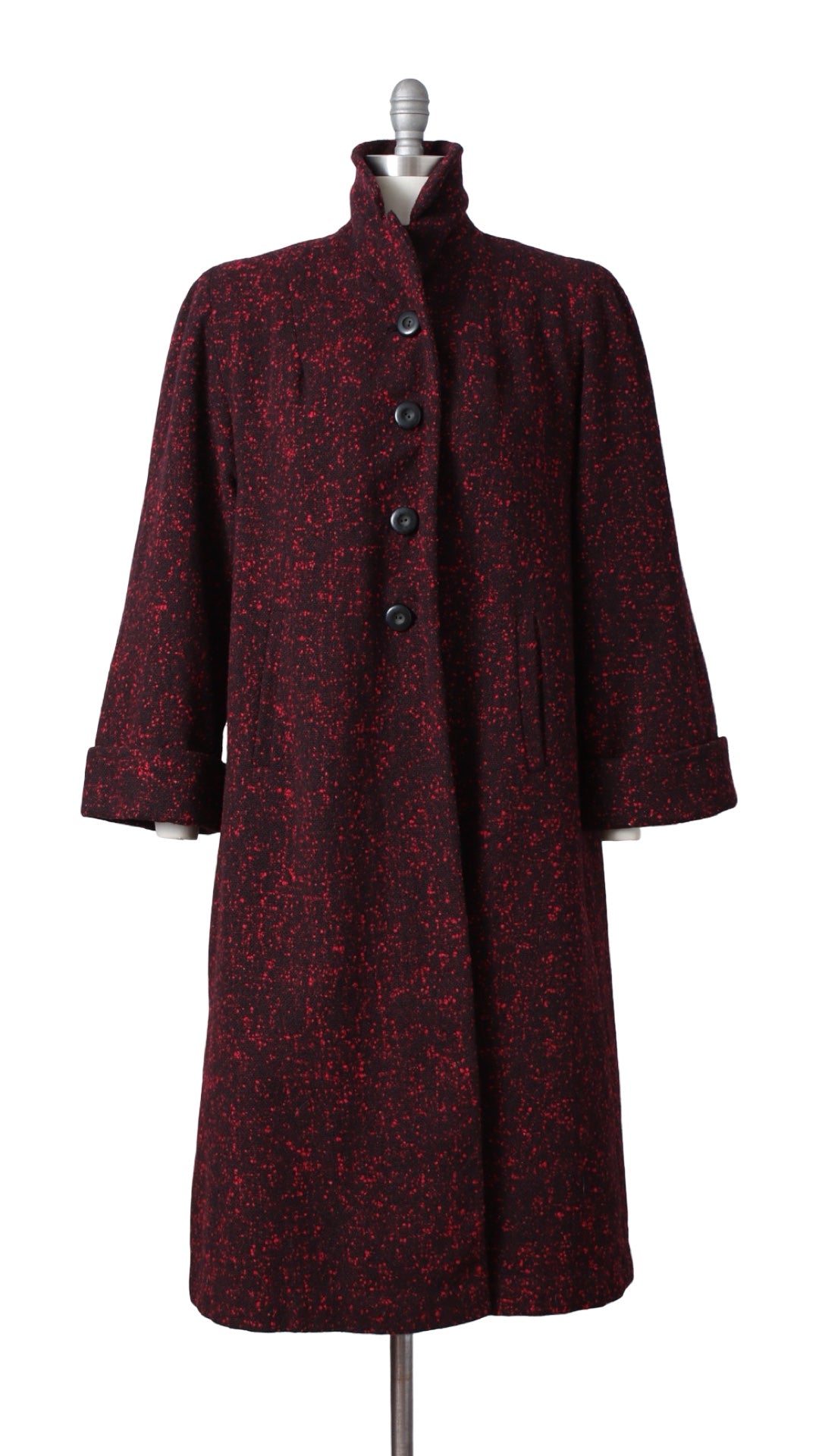 1940s 1950s Red Bouclé Wool Coat | large