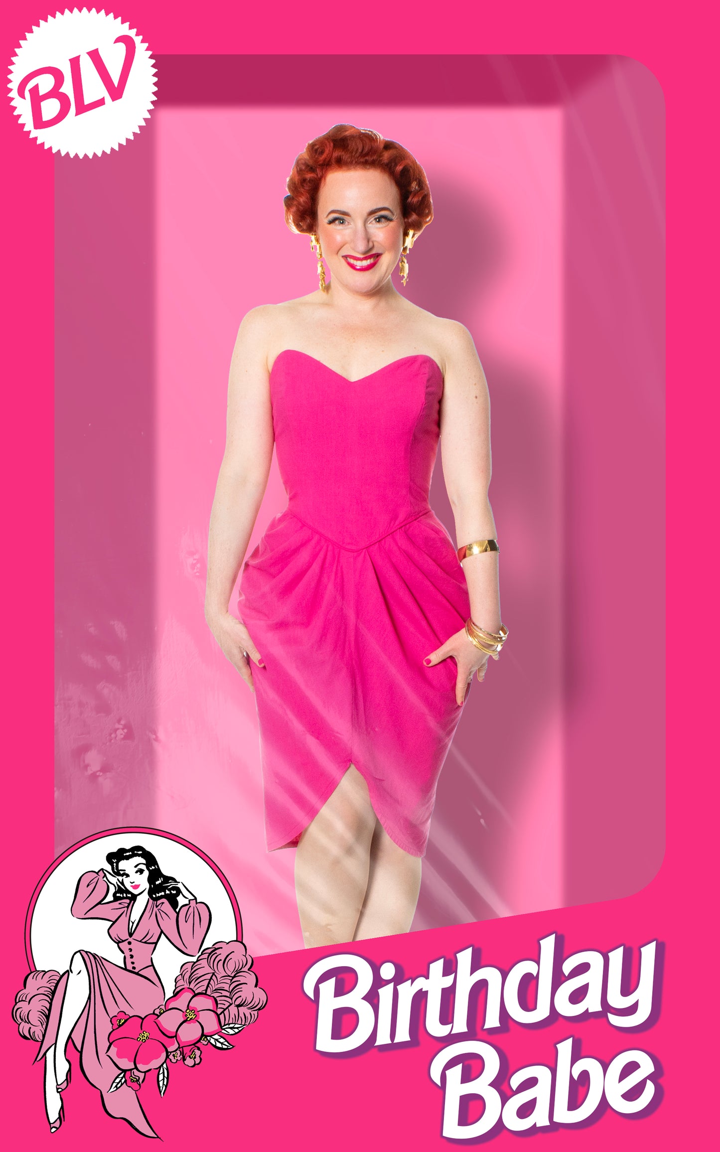 1980s Hot Pink Strapless Ruffled Butt Dress | small Birthday Life Vintage 1980s Hot Pink Strapless Ruffled Butt Dress | small Birthday Life Vintage