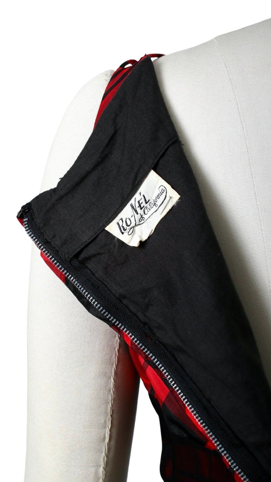 1950s Plaid Taffeta & Chiffon Dress | small