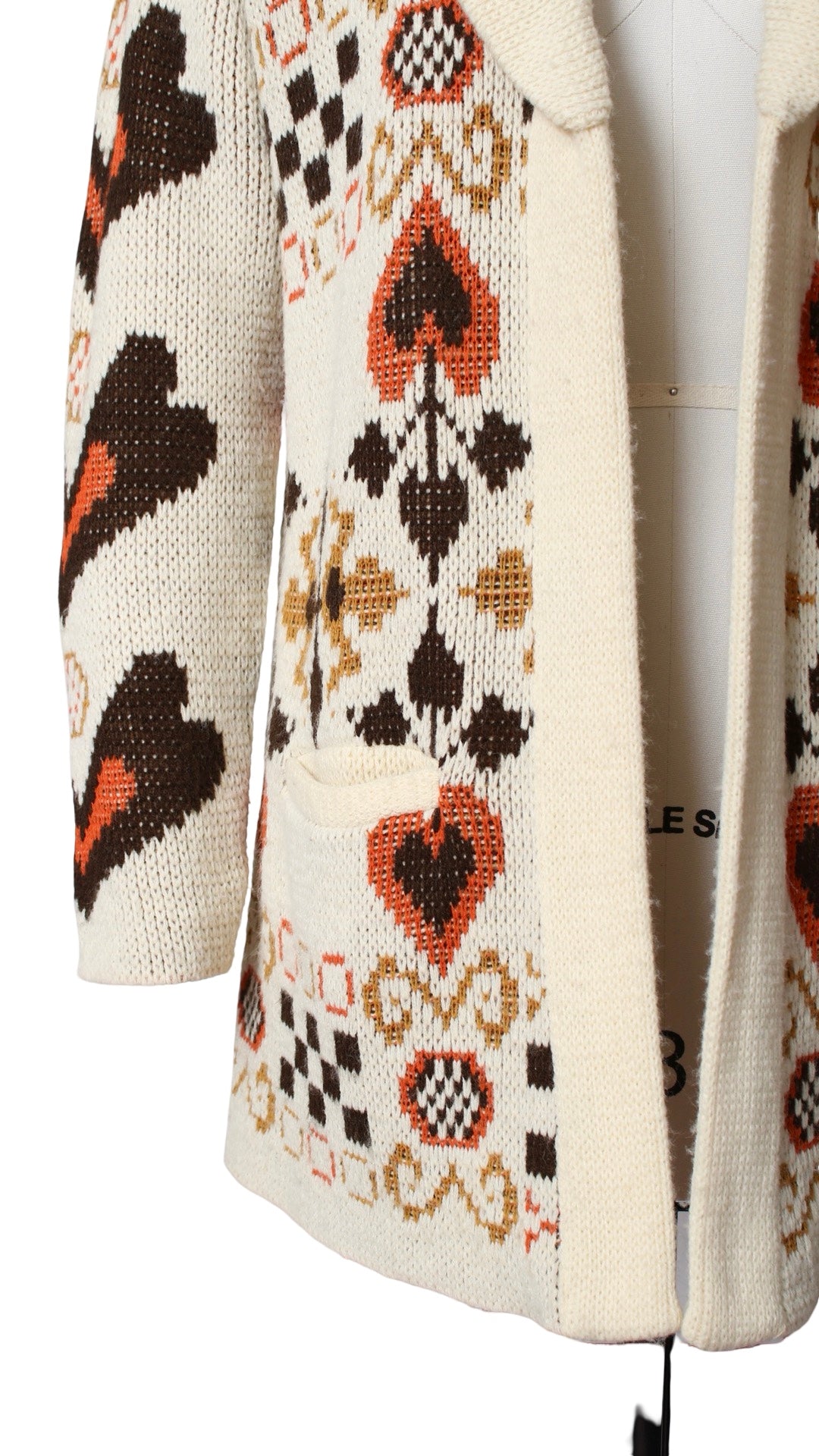 1970s Hearts & Flowers Knit Cardigan | medium