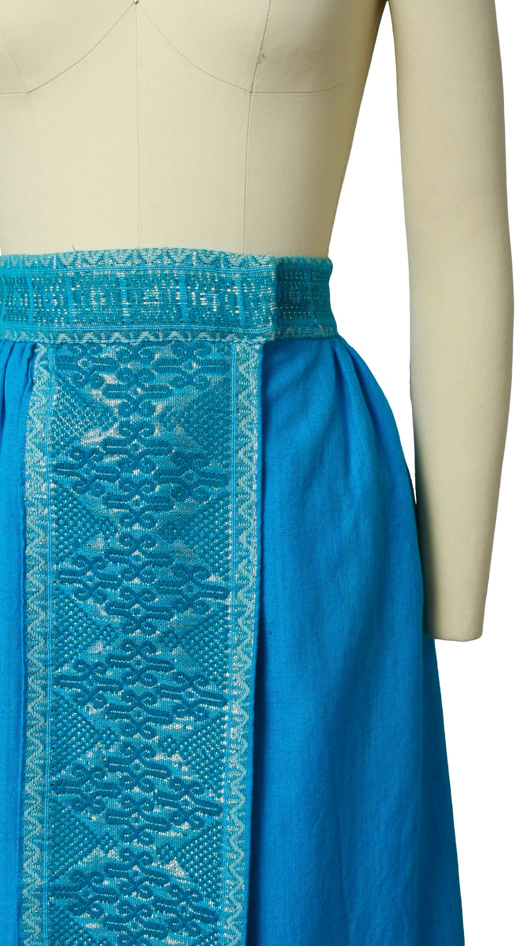 NEW | 1970s Guatemalan Hand-Woven Metallic Wrap Skirt | small