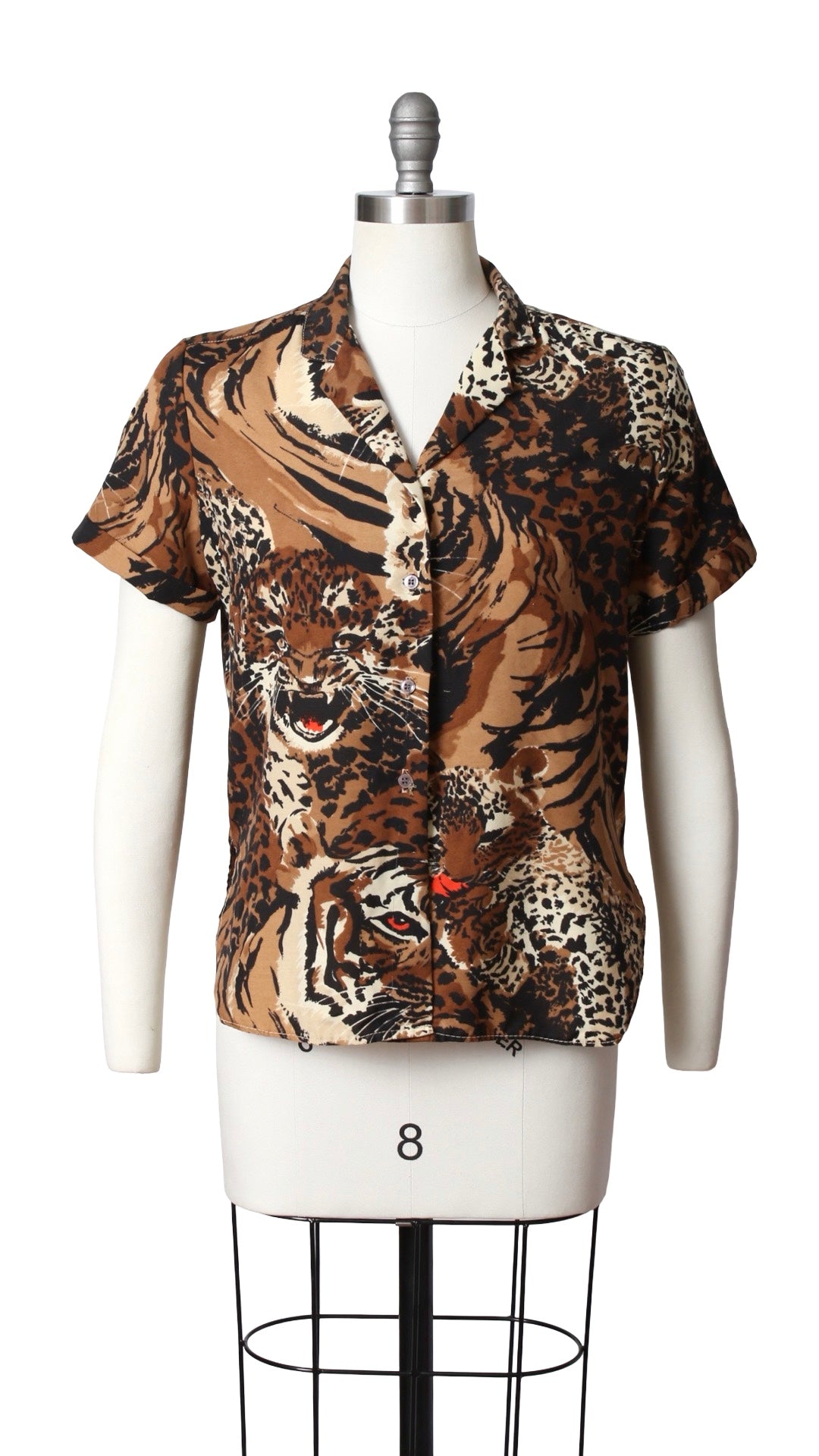 1980s Leopard Novelty Print Blouse | medium