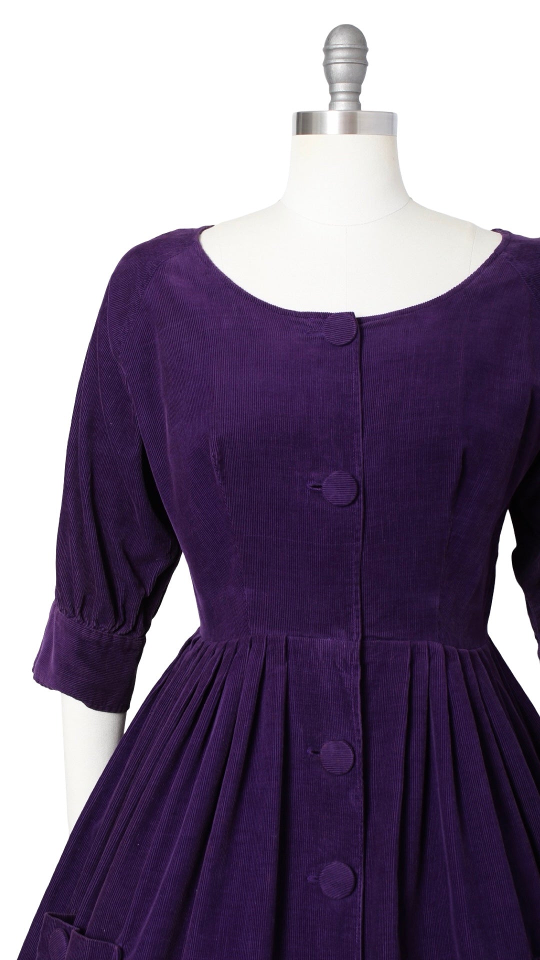 1950s Purple Corduroy Shirtwaist Dress | small/medium