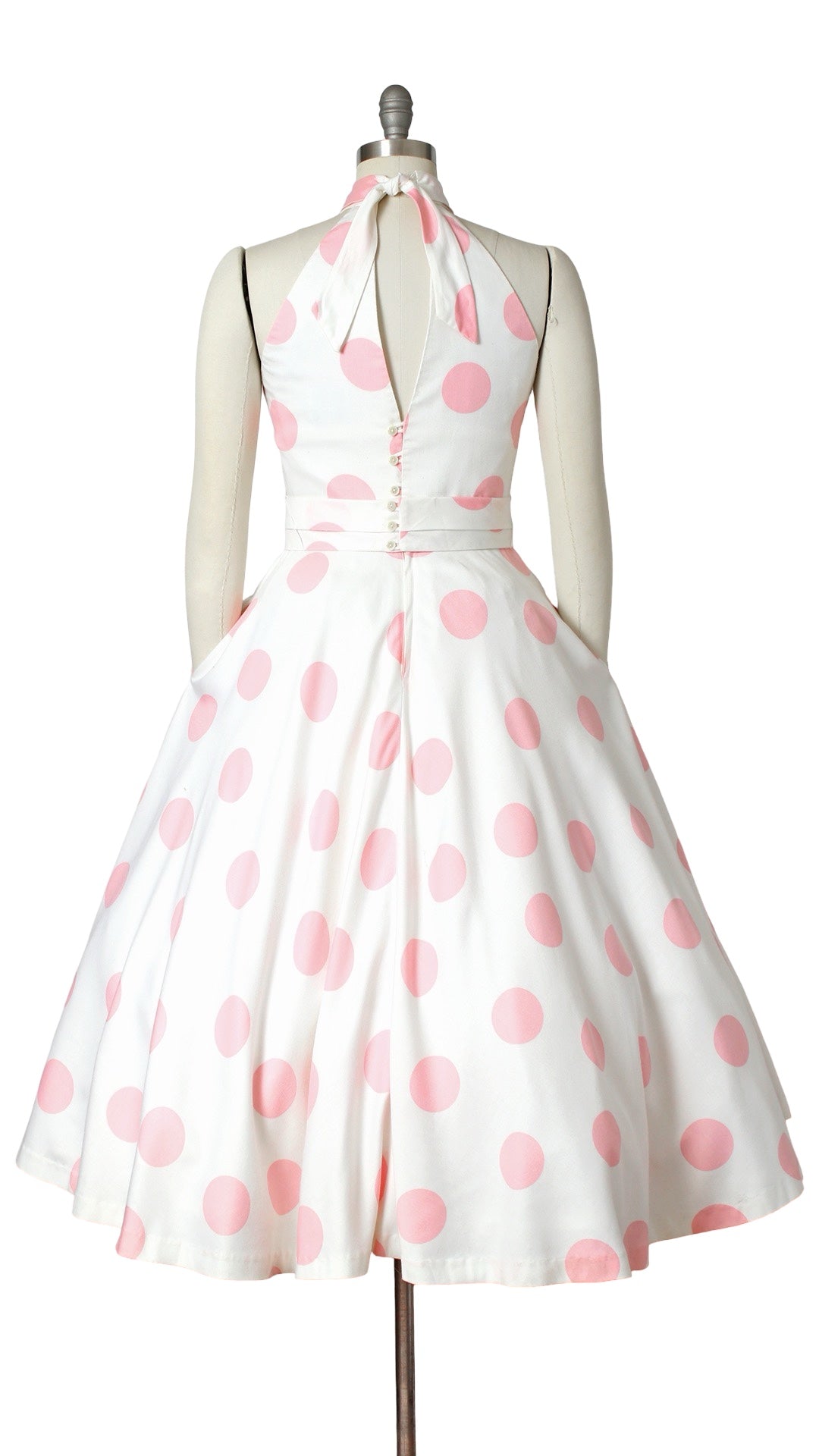 1980s LANZ Pink Polka Dot Sundress | small