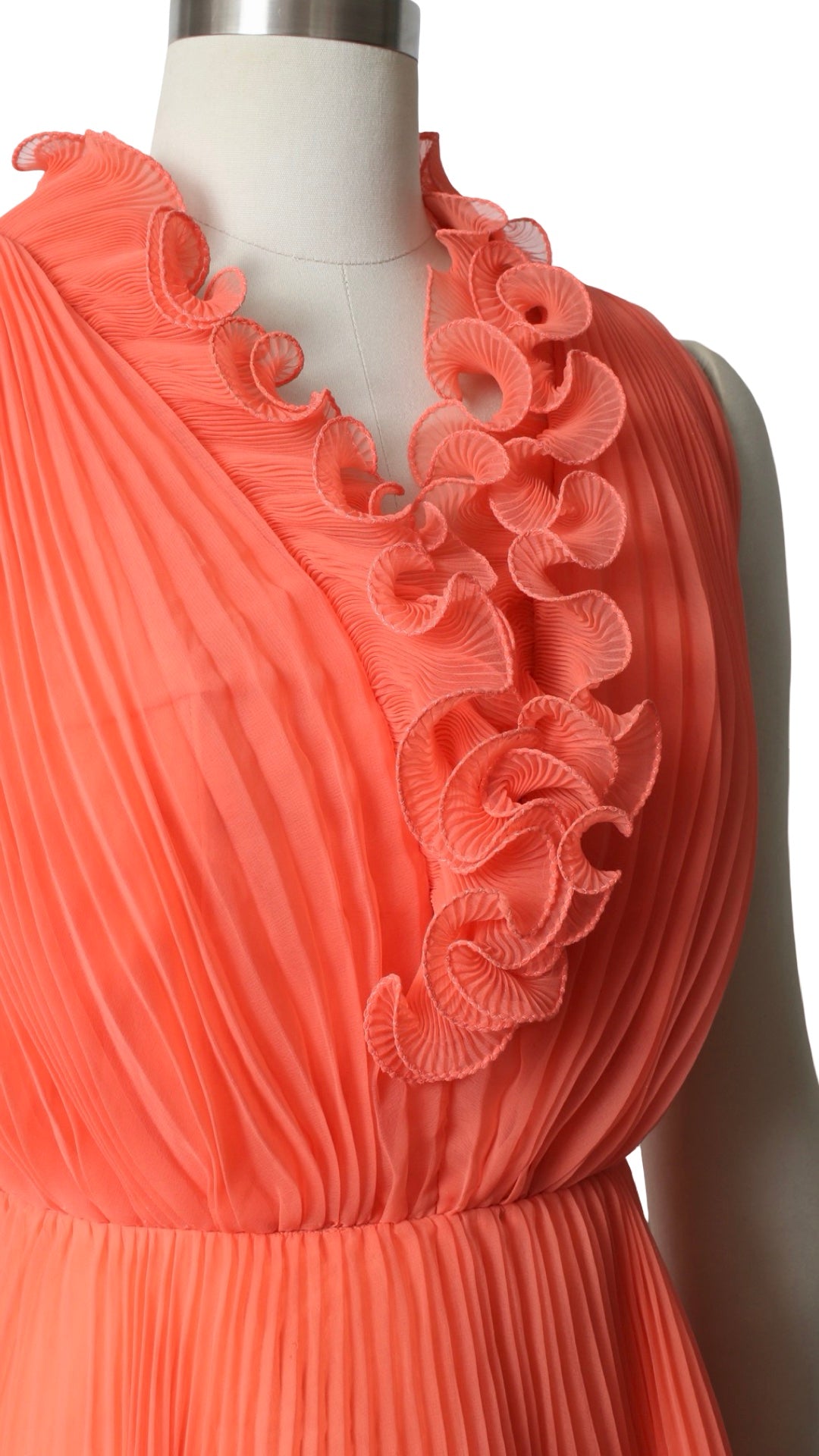 NEW | 1960s Ruffly Pleated Chiffon Party Dress | small/medium