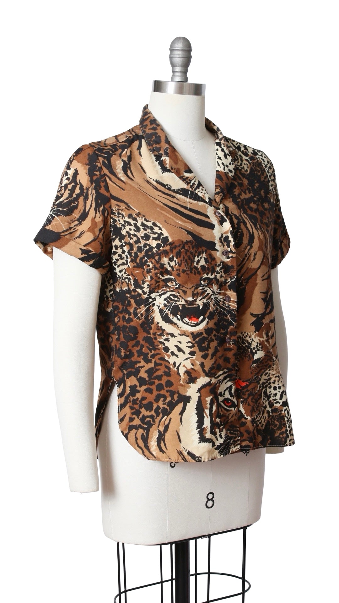1980s Leopard Novelty Print Blouse | medium