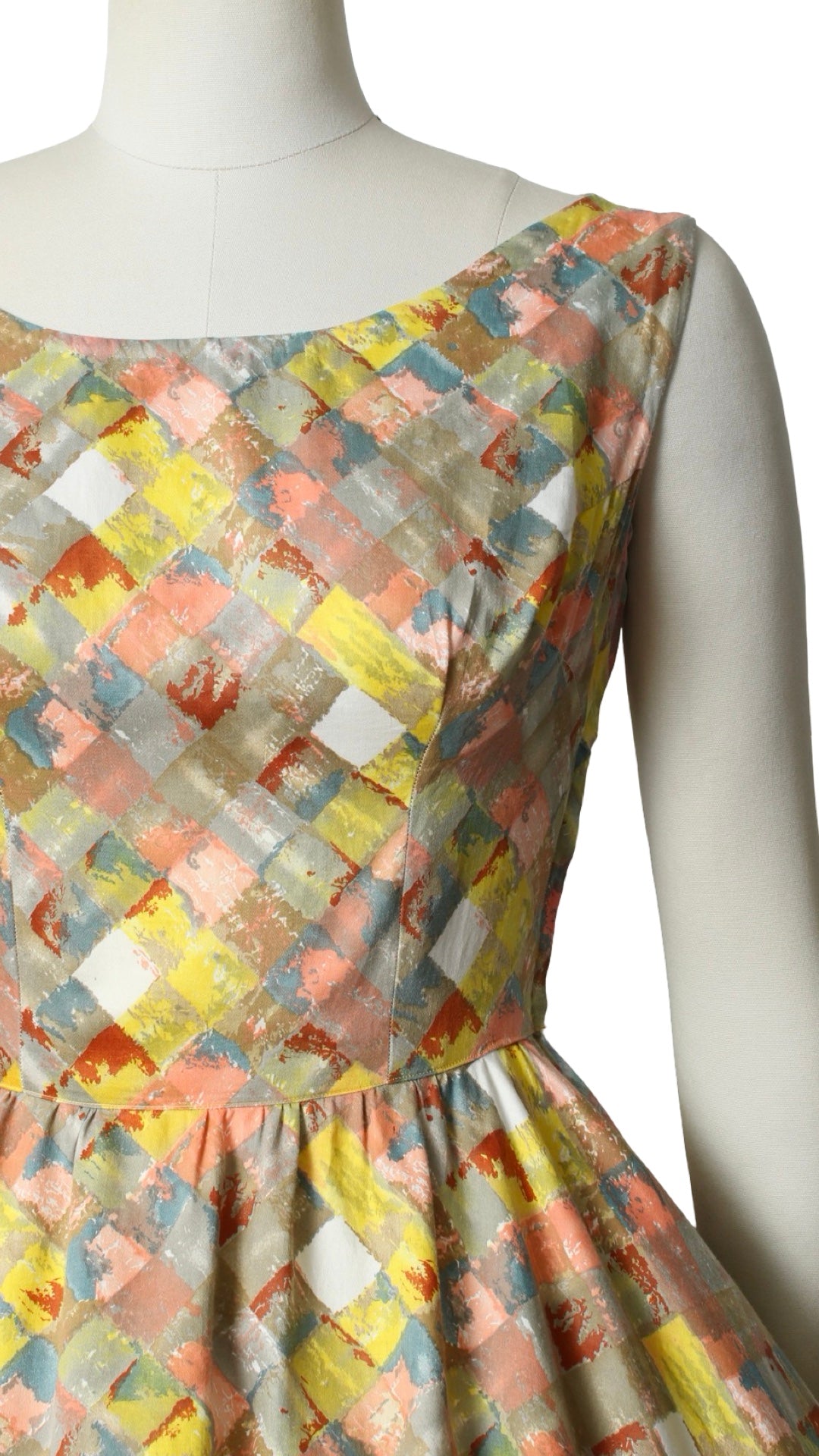 1950s 1960s Colorful Harlequin Sundress | small