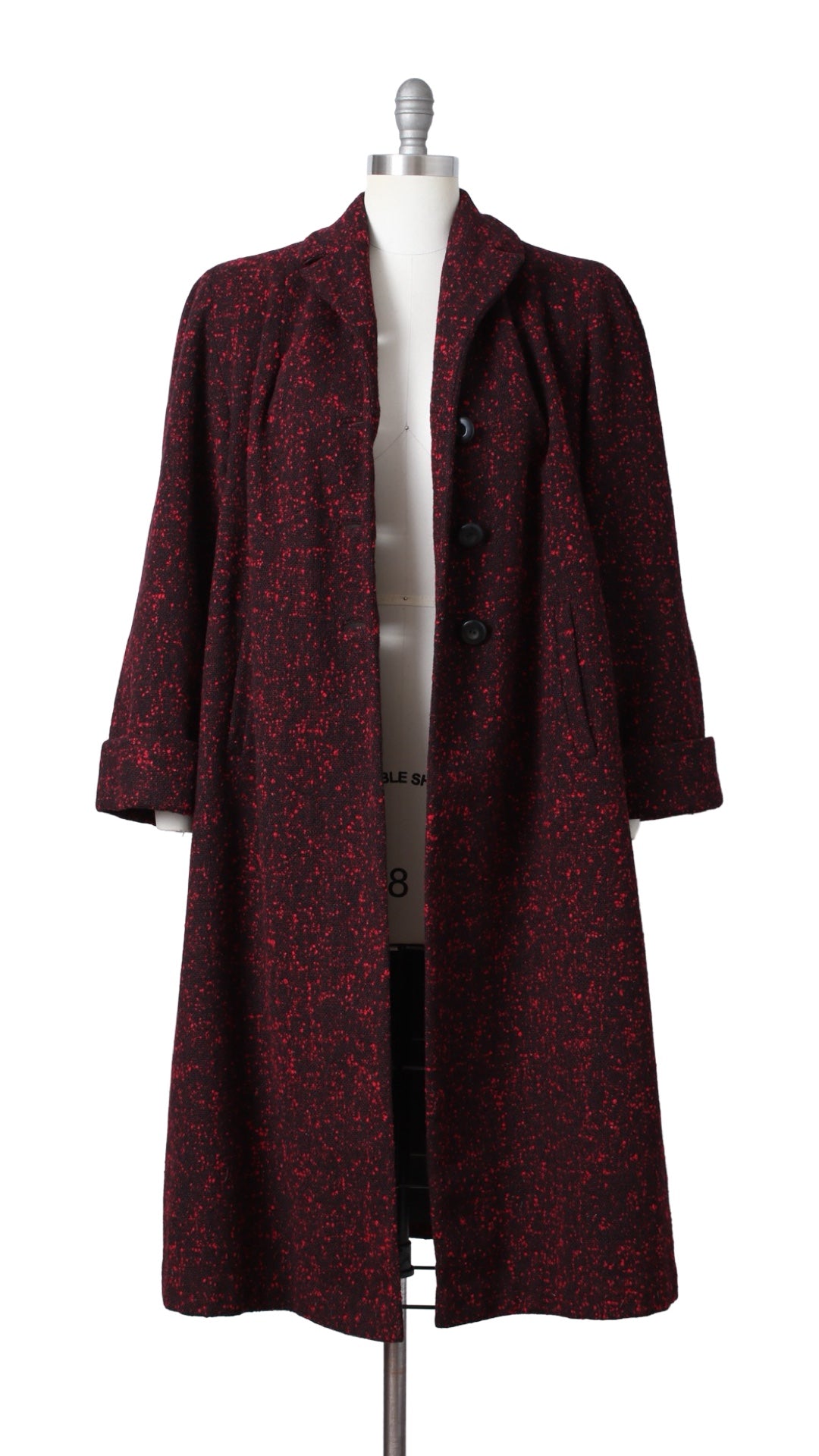 1940s 1950s Red Bouclé Wool Coat | large
