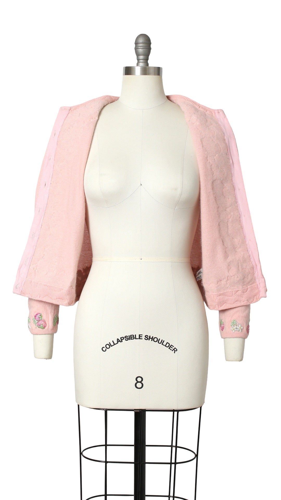 1950s DALTON Knit Cashmere Strawberry Floral Appliqué Cardigan | medium/large
