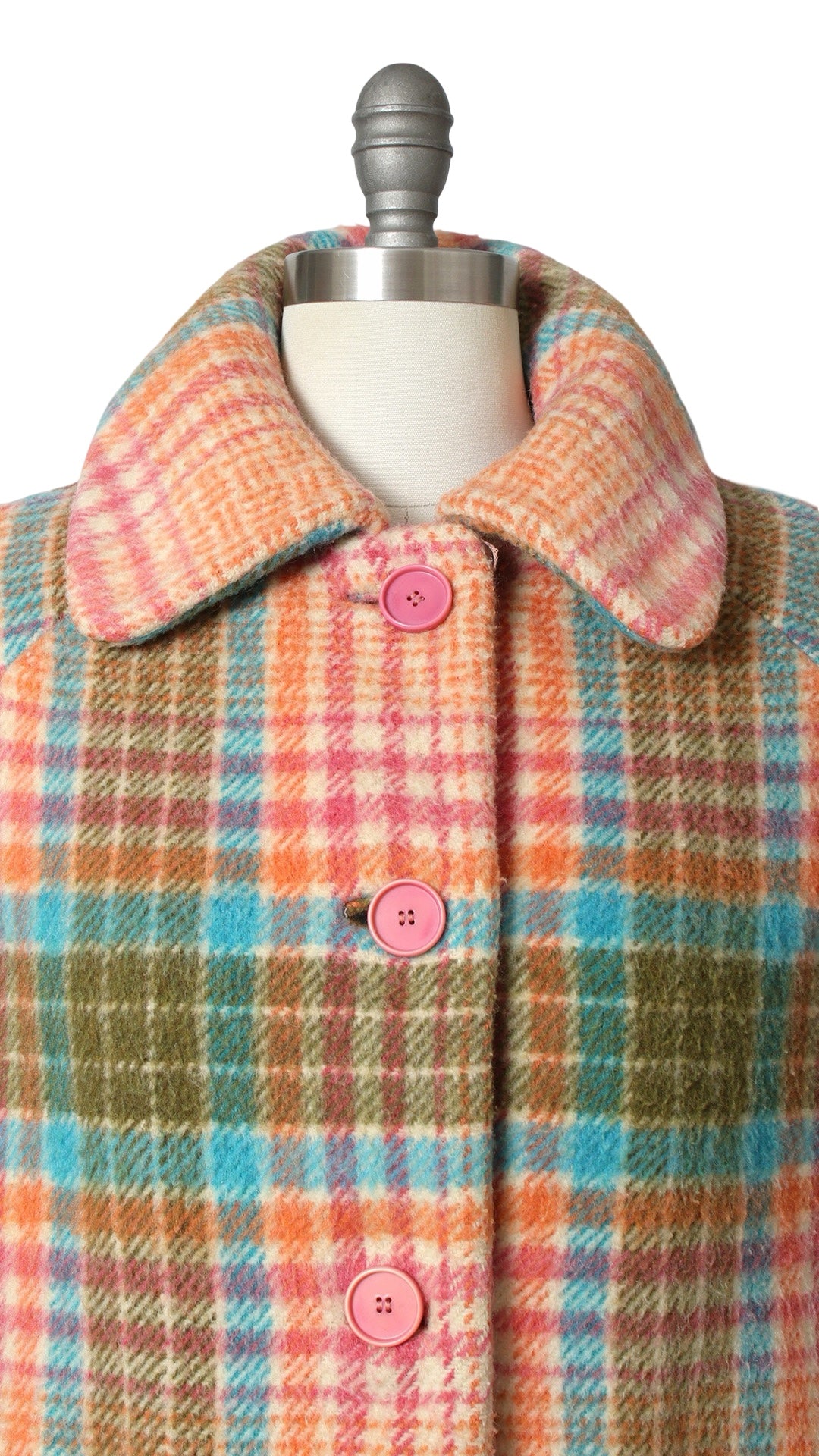 1960s Colorful Plaid Wool Coat | small