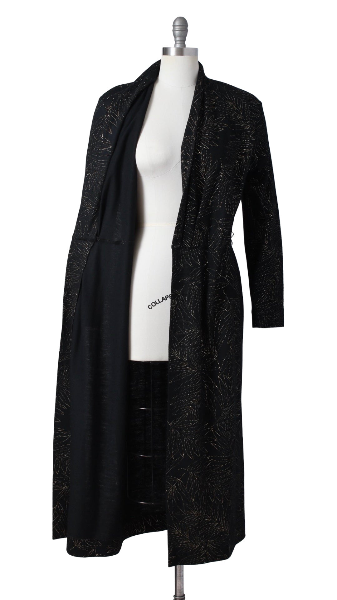 1980s Gold Pointillist Leaf Wool Wrap Dress | medium/large