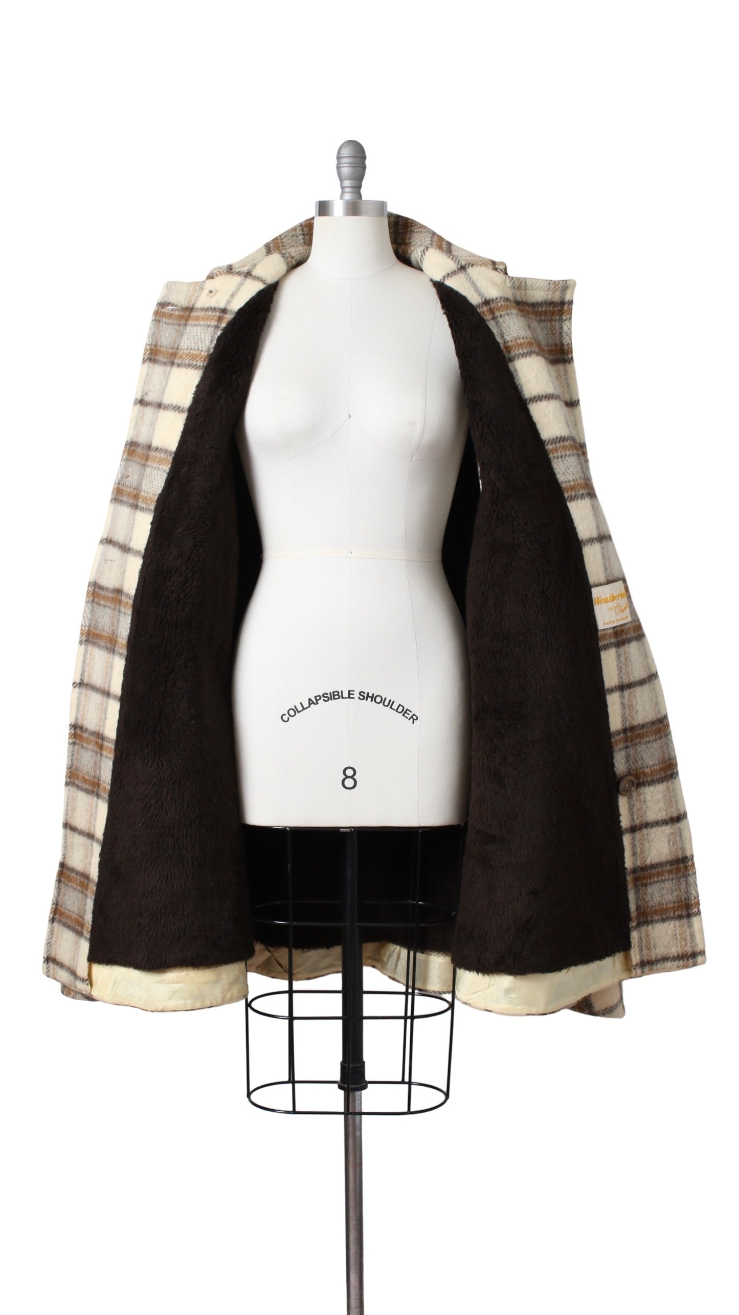 1970s Plaid Wool & Faux Fur Lined Cape | small/medium/large
