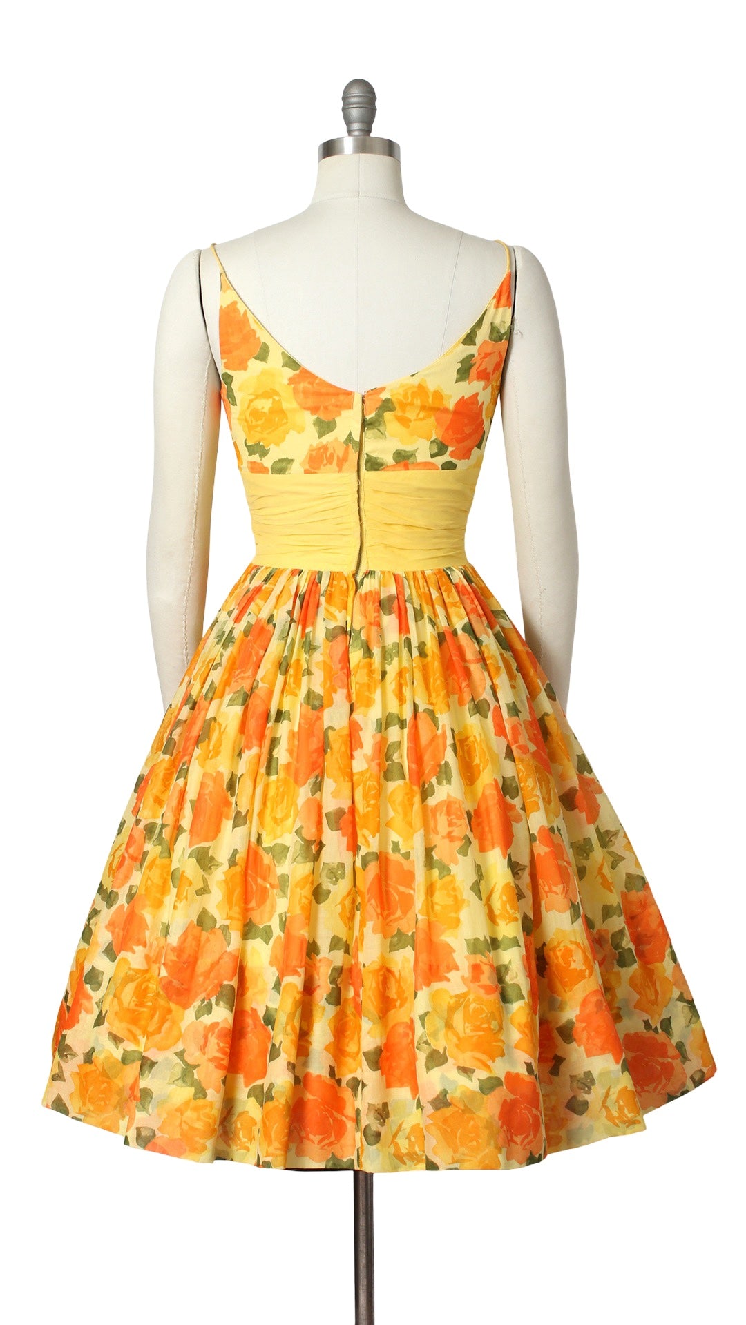1950s Orange & Yellow Roses Cotton Sundress | small