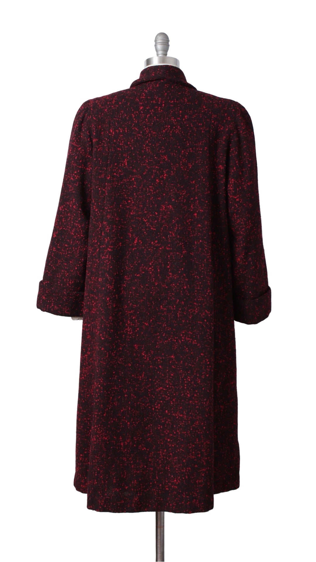 1940s 1950s Red Bouclé Wool Coat | large