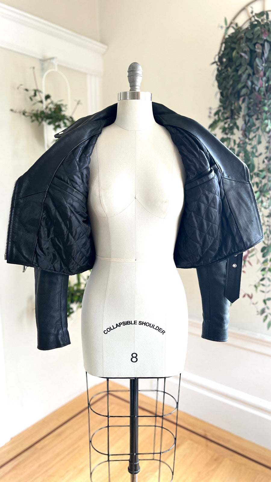 1990s Black Leather Moto Jacket | medium