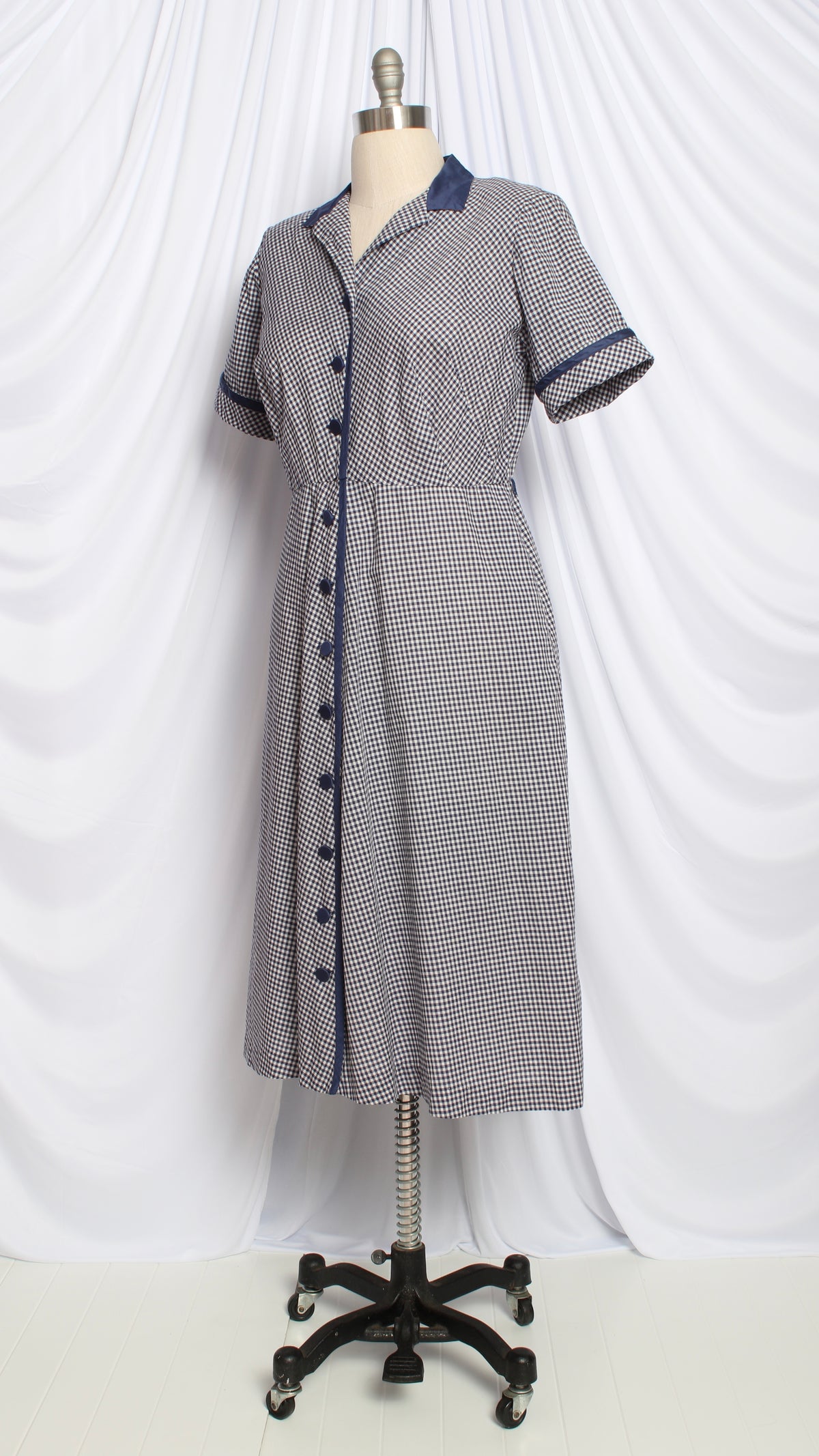 NEW | 1950s Gingham Shirtwaist Midi Dress | large/x-large