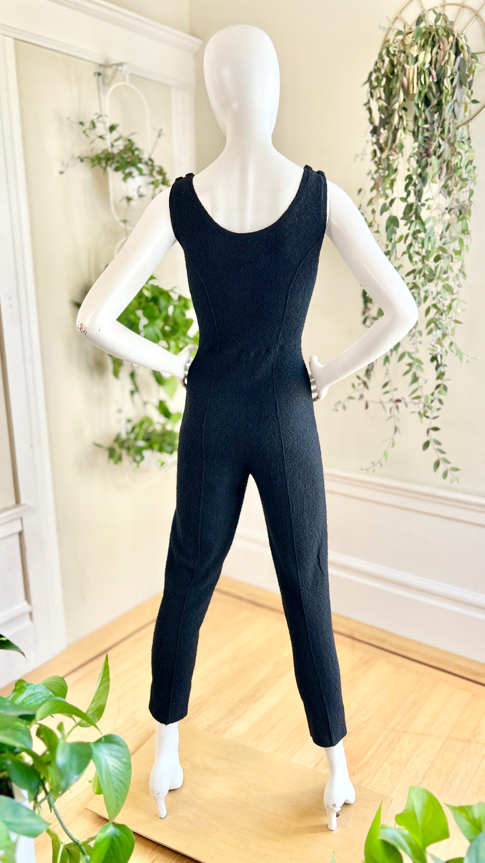 1940s 1950s SNYDERKNIT Black Knit Wool Jumpsuit | x-small/small