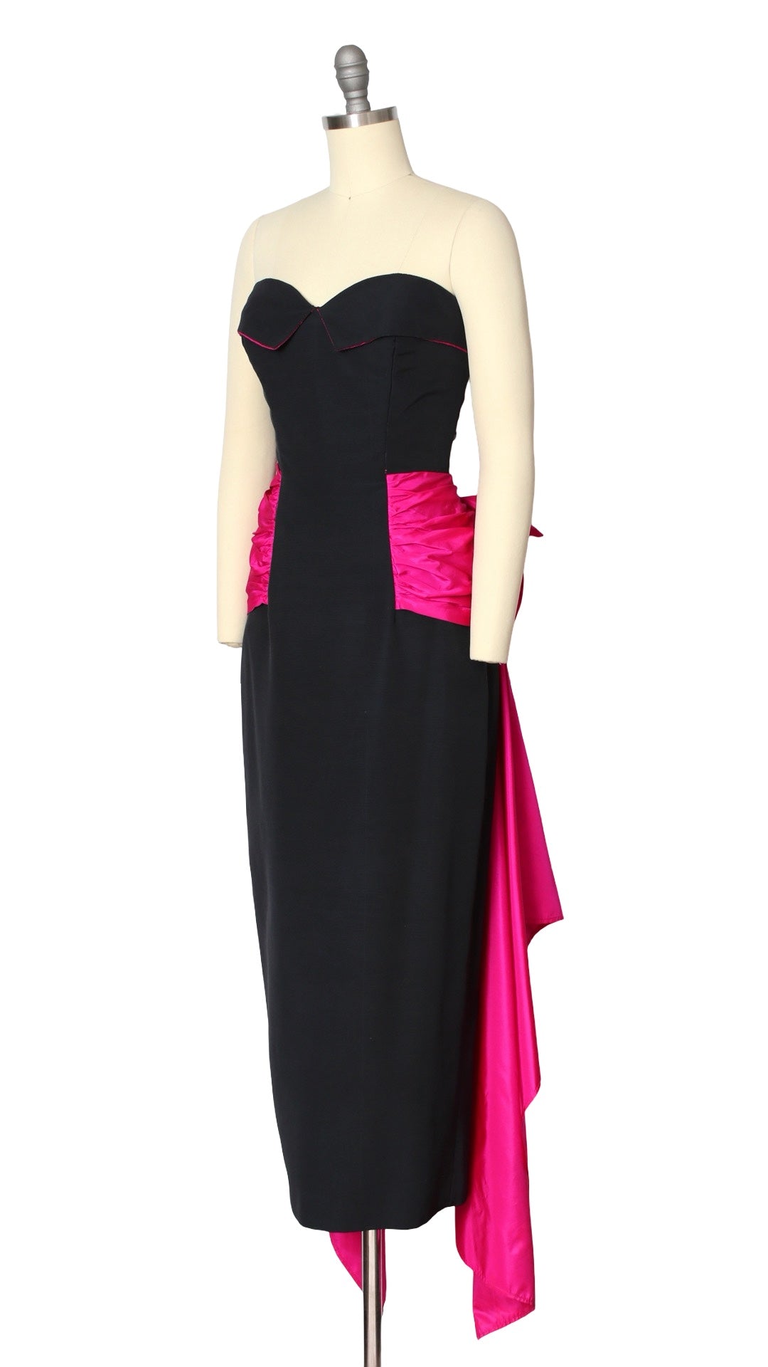 NEW | 1980s Shocking Pink Train Gown | small