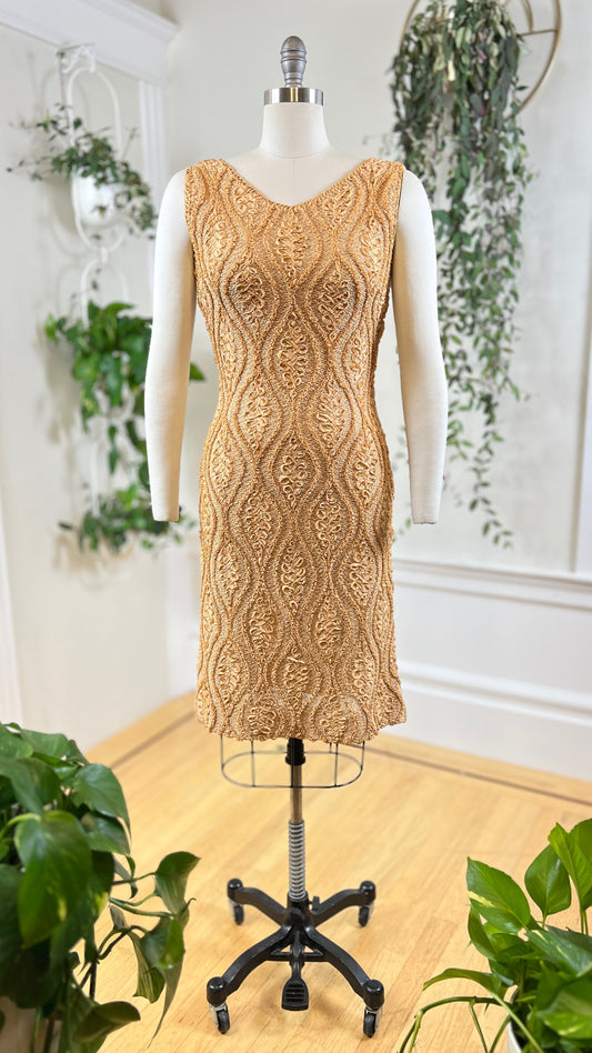 1950s Soutache Ribbon Knit Dress | small/medium