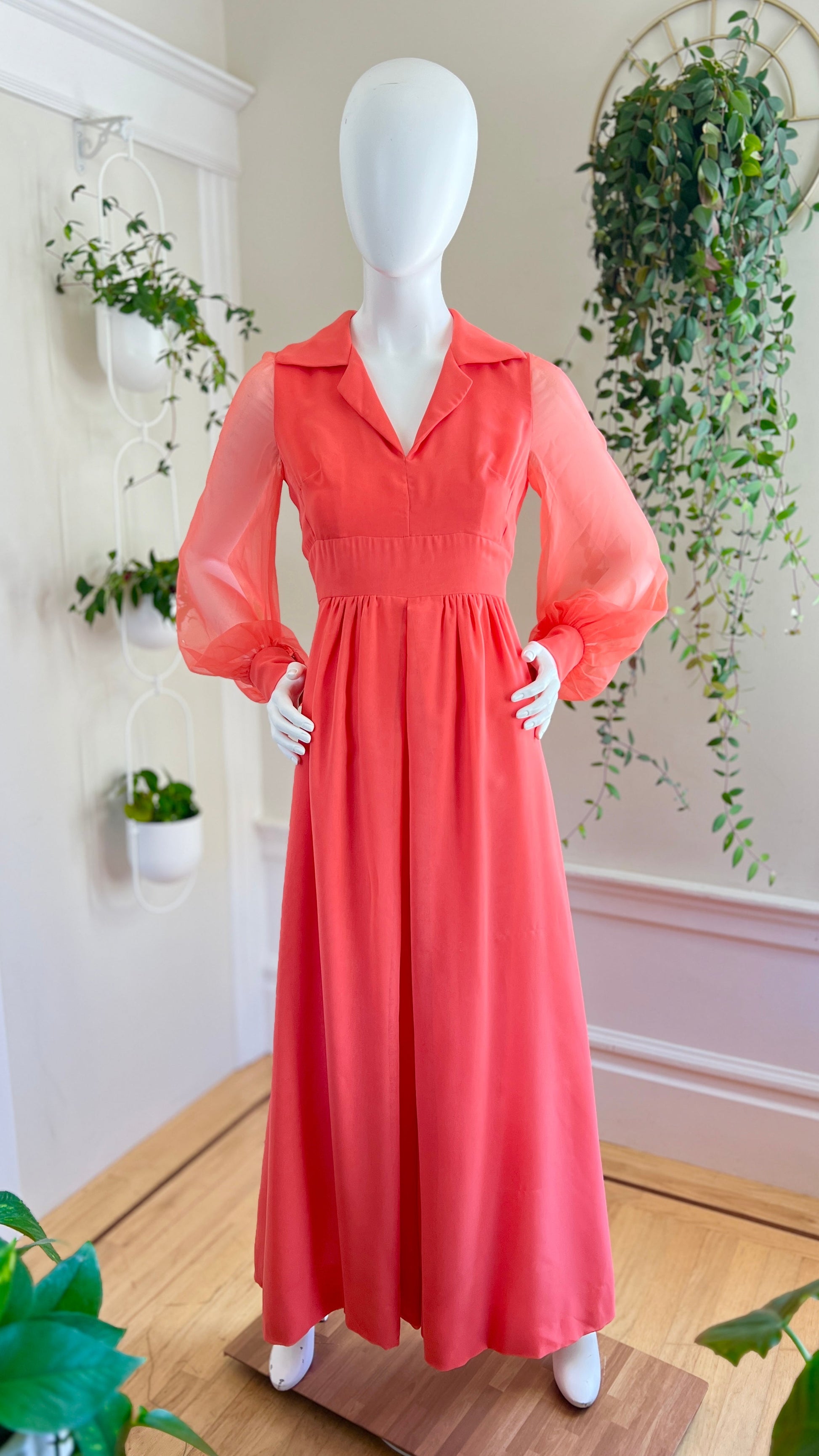 1960s 1970s LILLIE RUBIN Chiffon Palazzo Jumpsuit medium