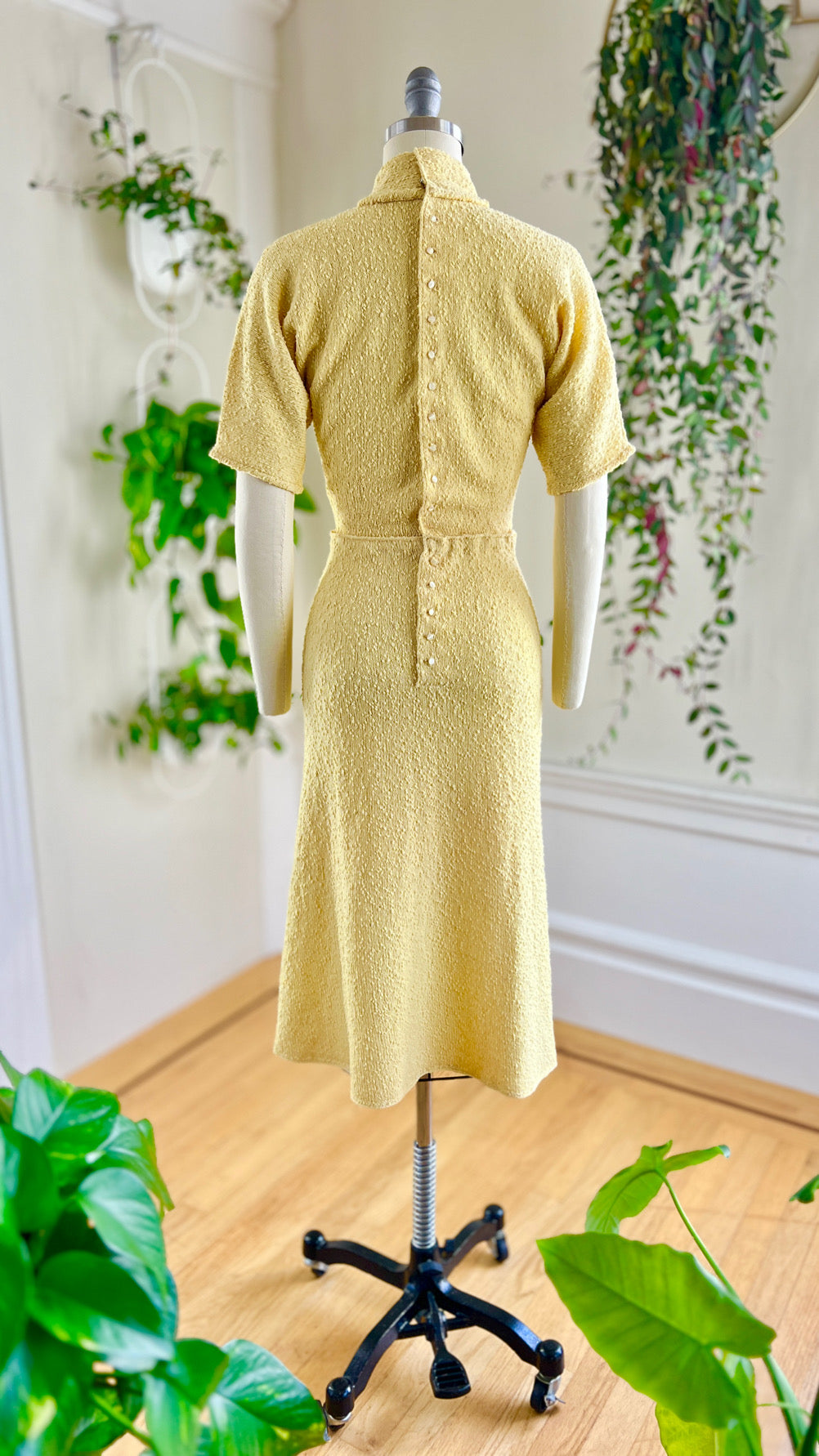 1940s Knit Wool Dress with Belt