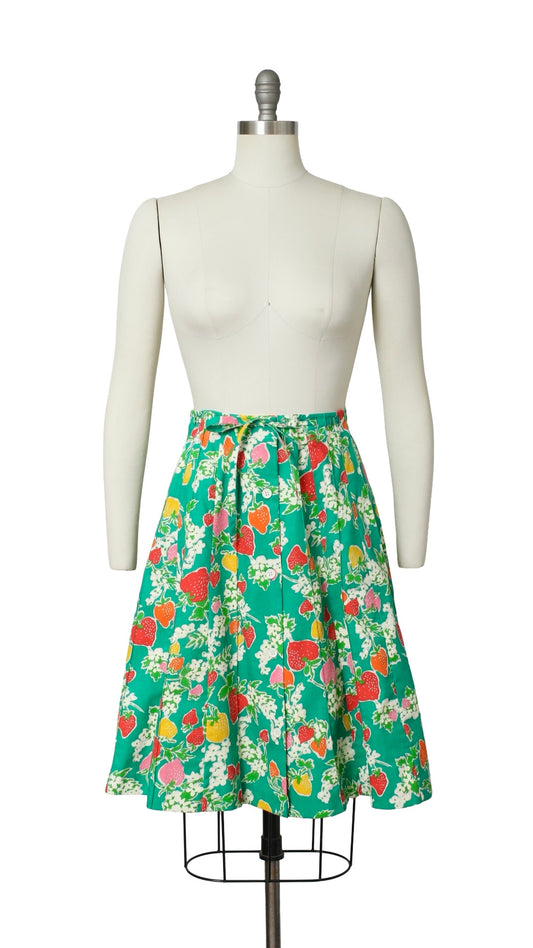 NEW | 1970s Strawberry Floral Skirt | small/medium