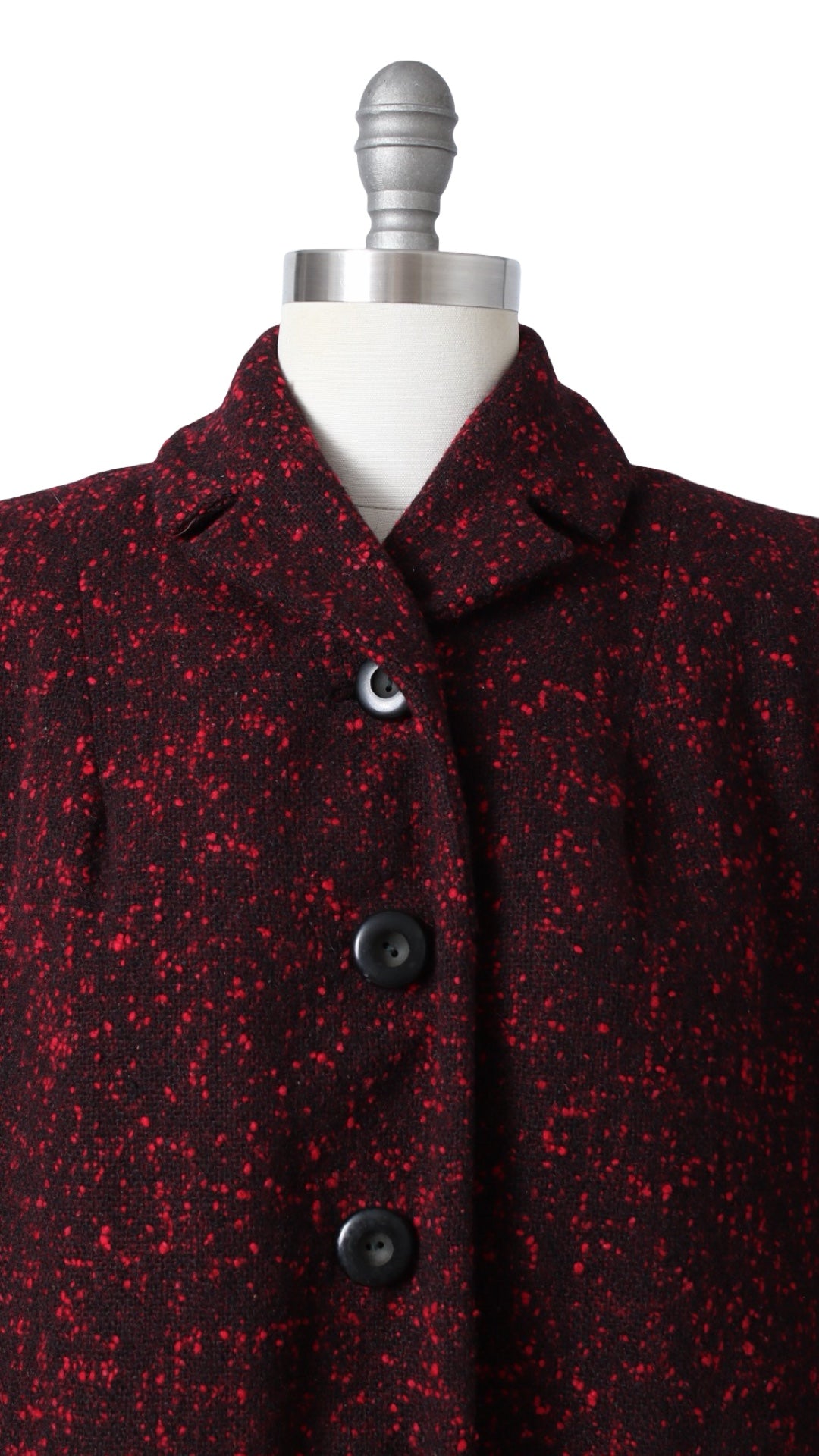 1940s 1950s Red Bouclé Wool Coat | large