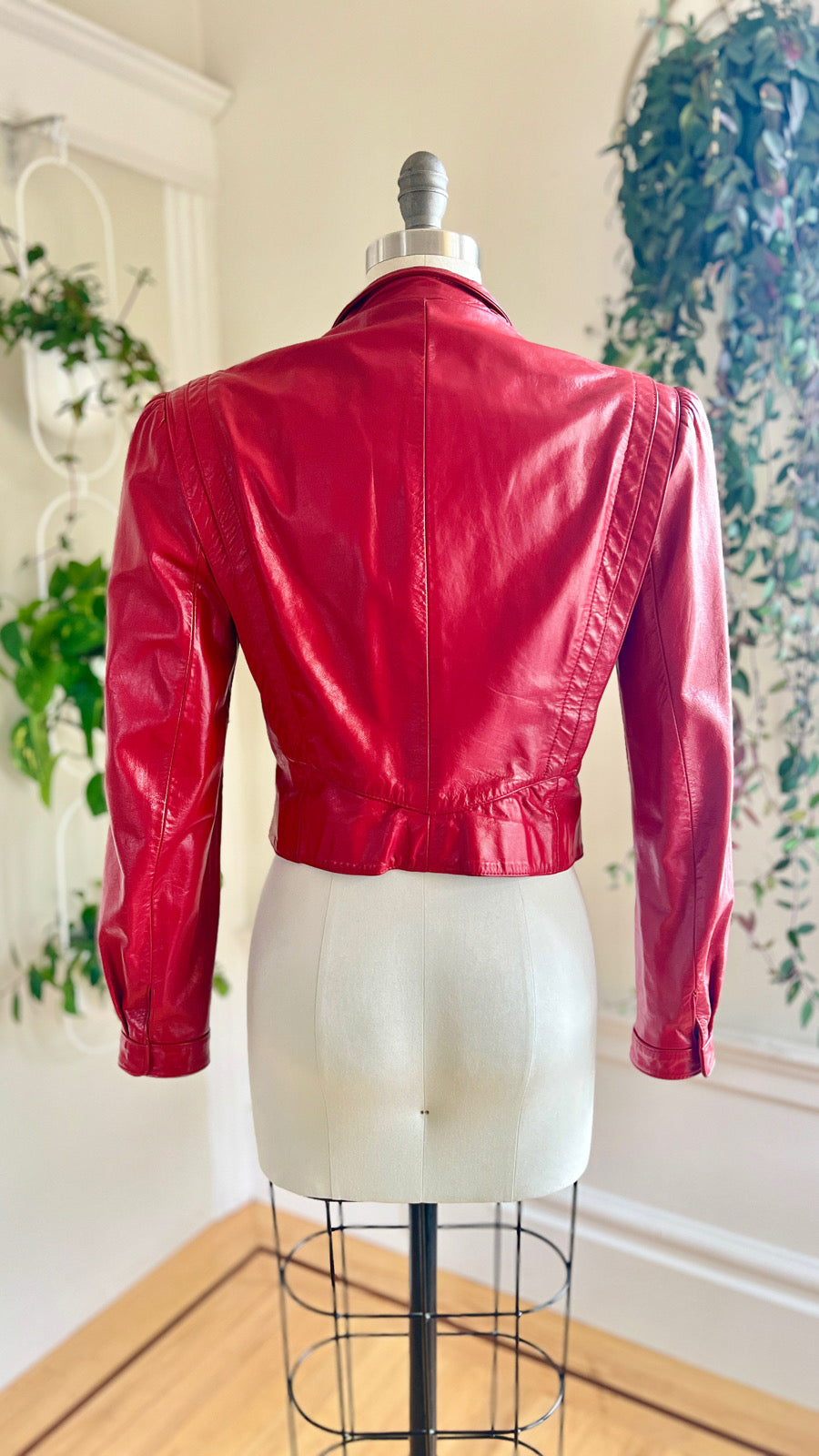 1980s Thriller Red Leather Jacket | medium