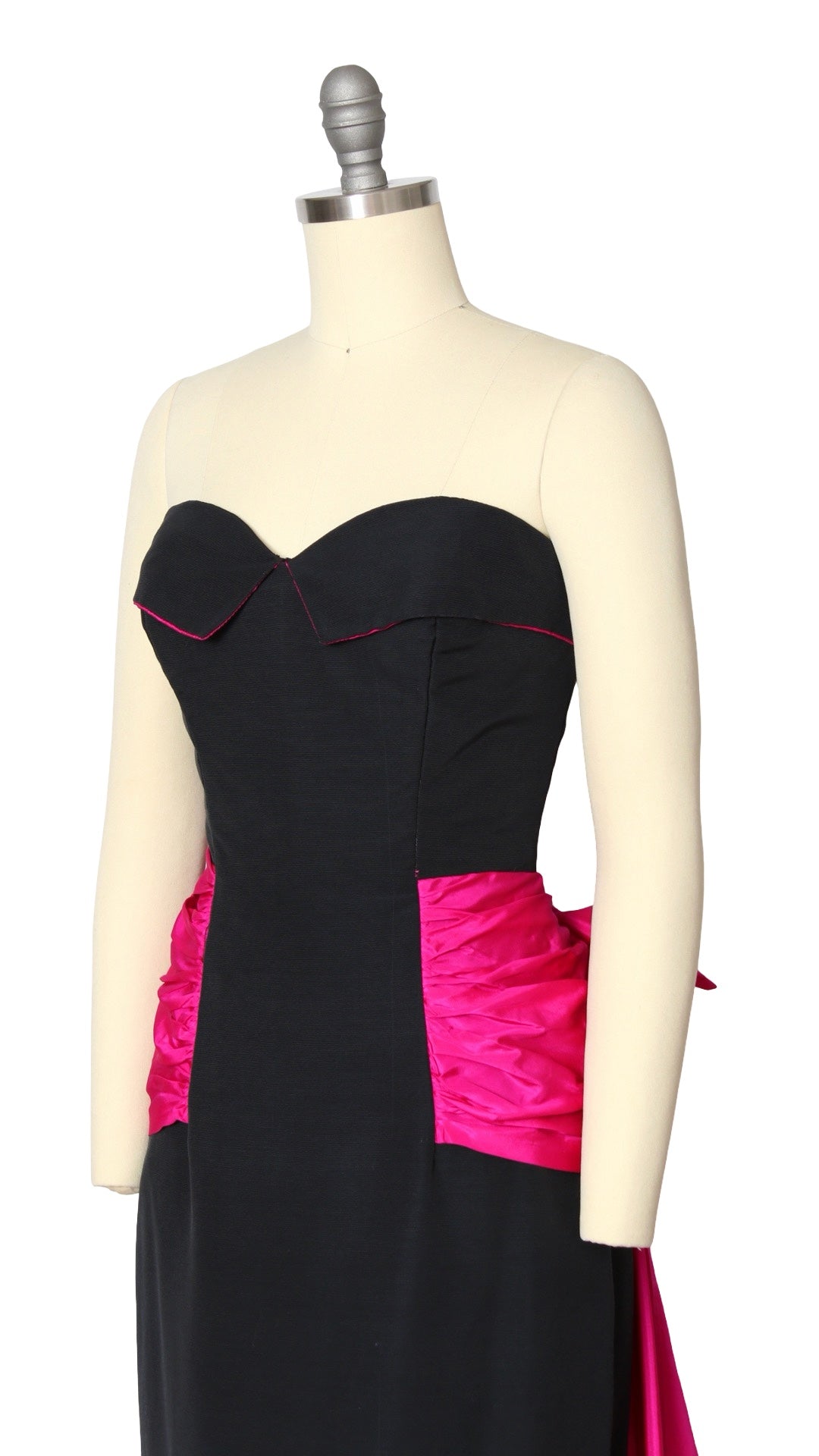NEW | 1980s Shocking Pink Train Gown | small