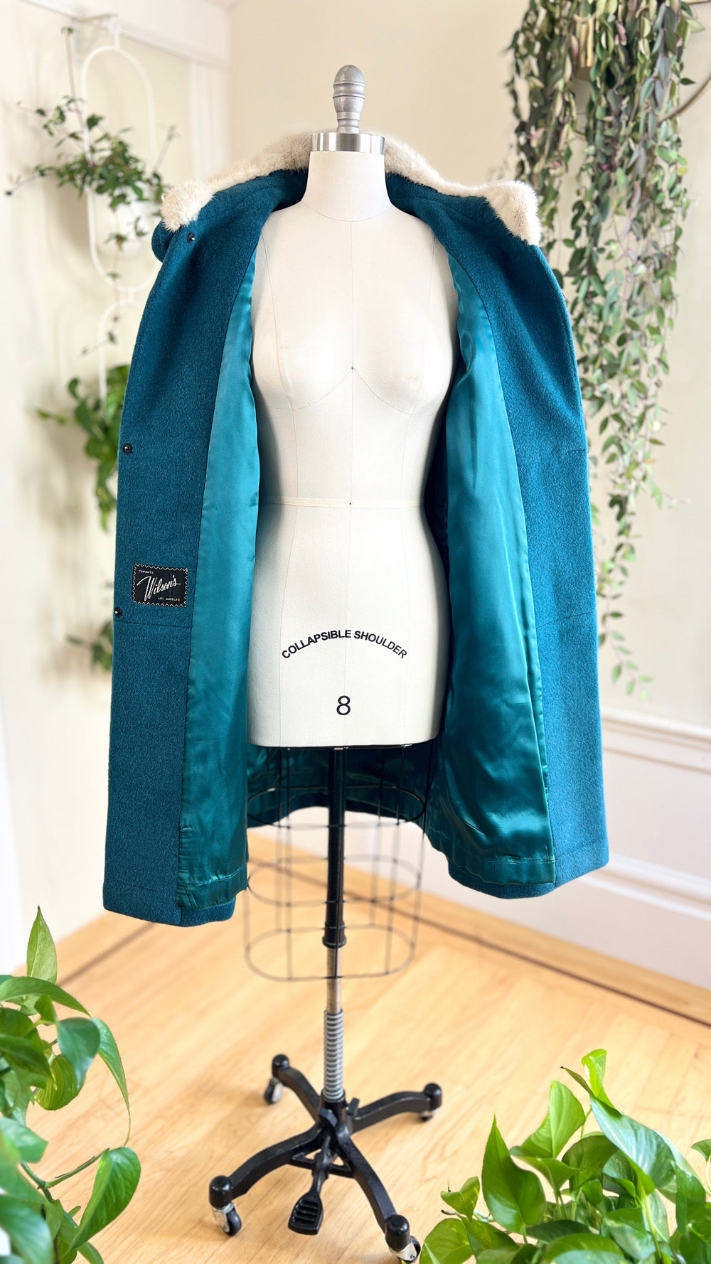 1960s Mink Fur & Teal Mohair Wool Coat | medium