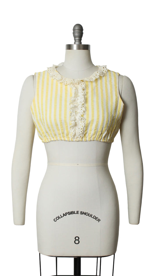 NEW | 1960s Striped Seersucker Crop Top | small/medium