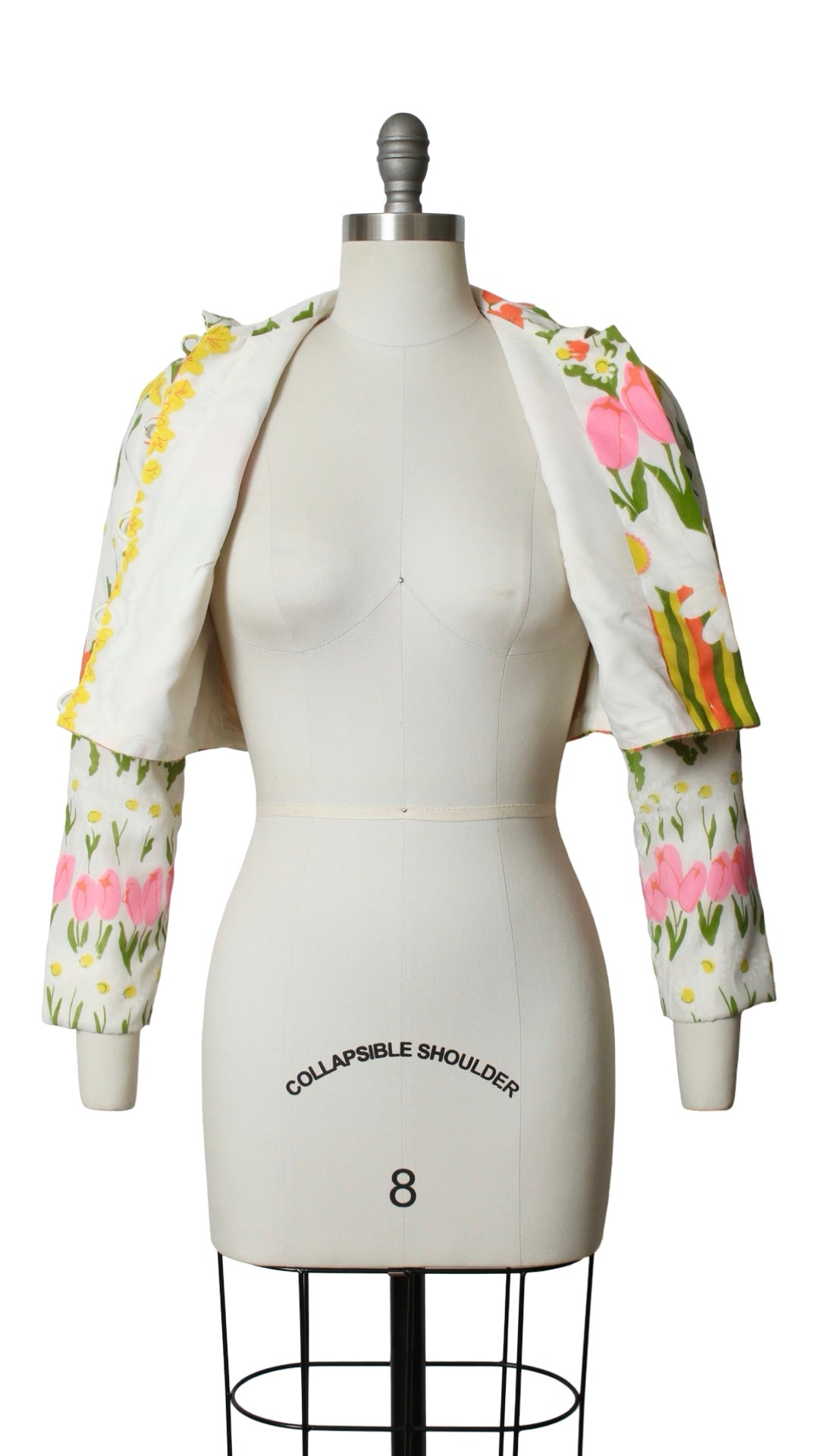 1960s 1970s Floral Border Print Cropped Jacket | small