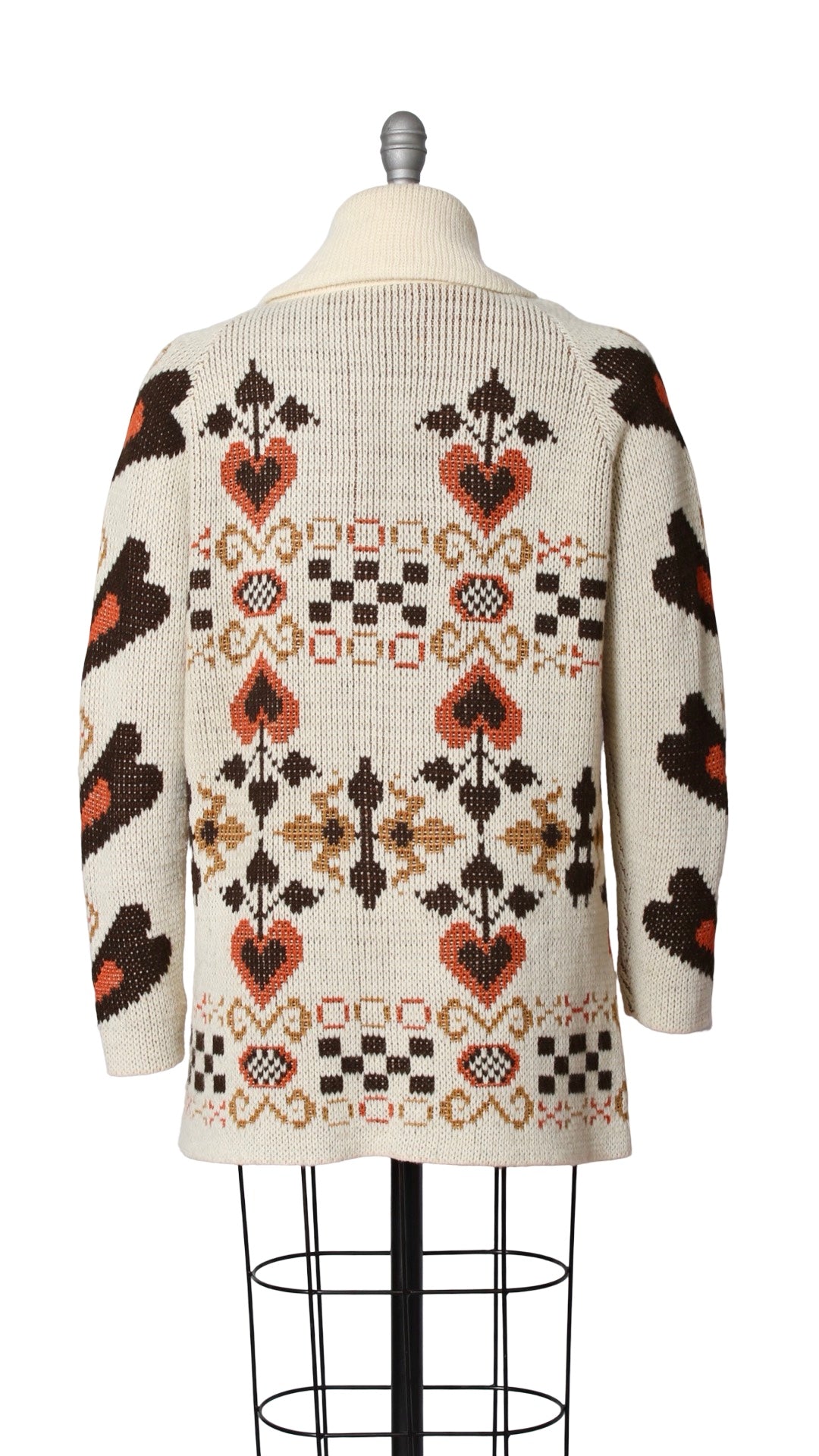 1970s Hearts & Flowers Knit Cardigan | medium
