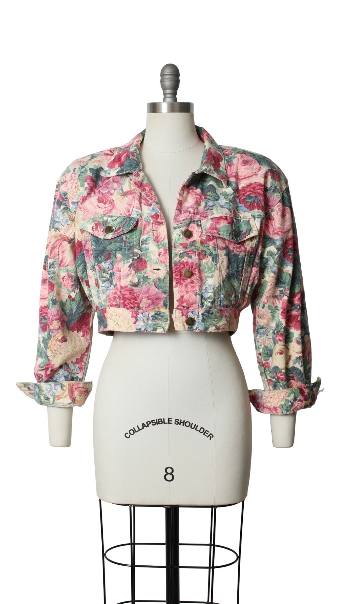 NEW | 1990s Floral Denim Cropped Jacket | medium
