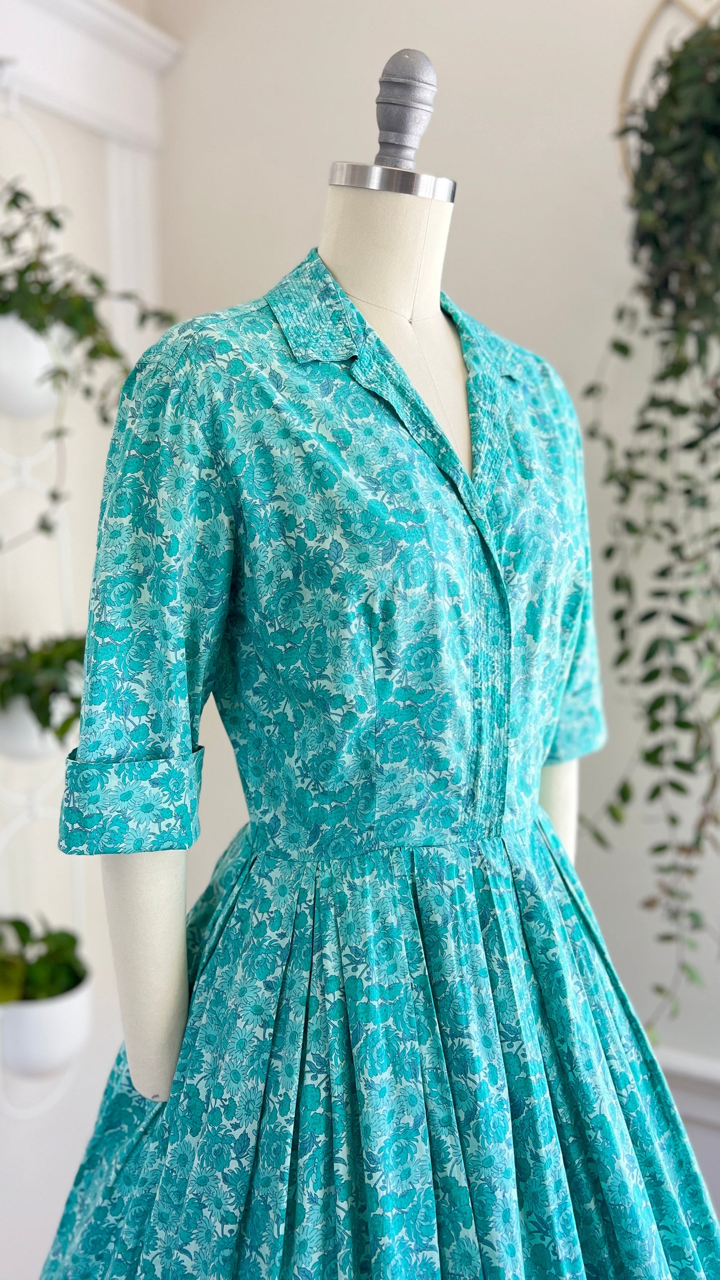 1950s LIBERTY OF LONDON Floral Shirt Dress | small