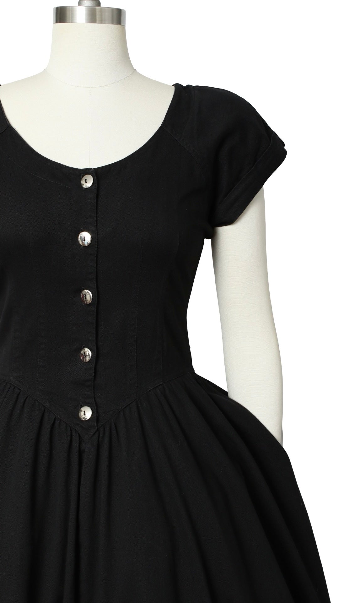 NEW | 1990s Black Denim Shirtwaist Dress | medium