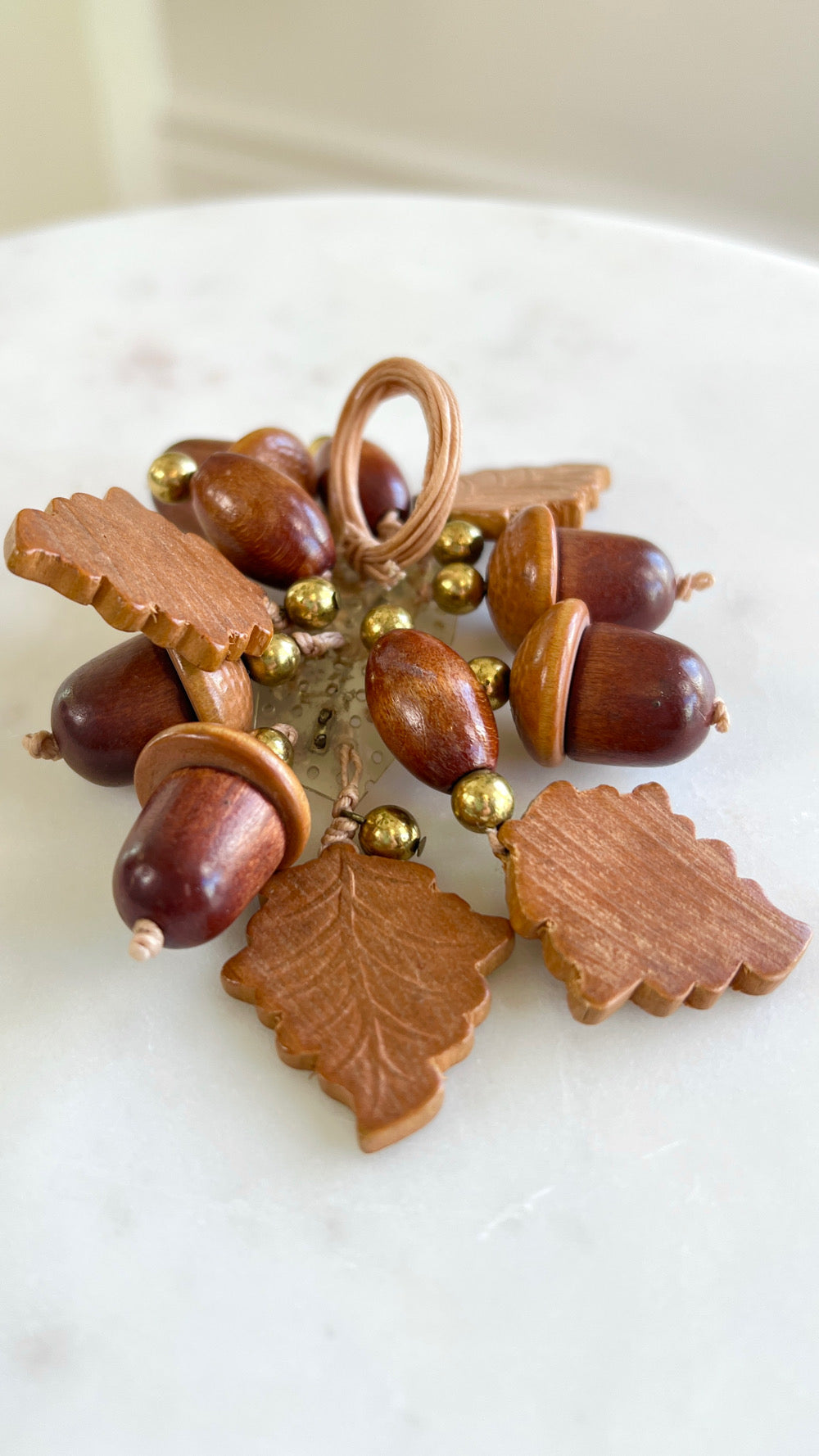 1940s Carved Wood Acorns Brooch