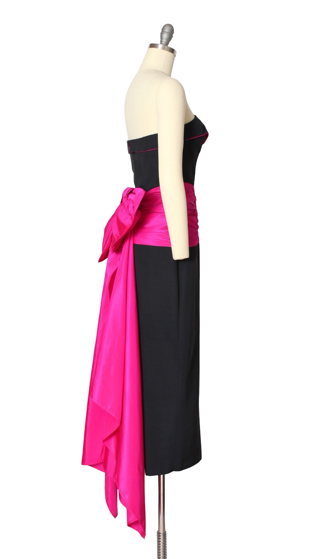 NEW | 1980s Shocking Pink Train Gown | small