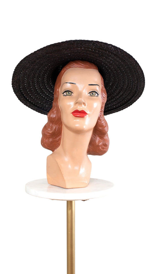 1970s Black Straw Sun Hat (3 Available)