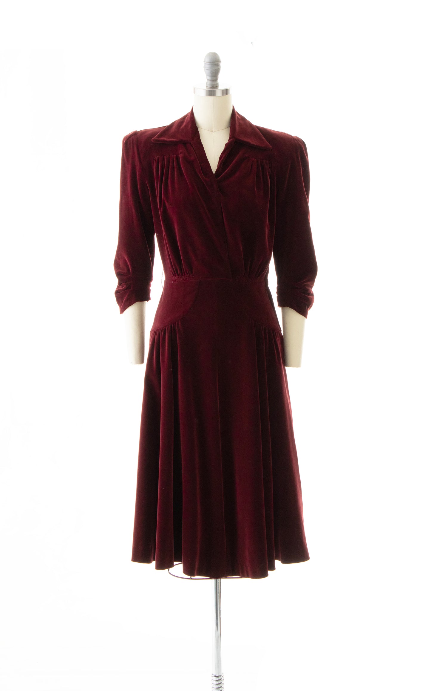 1940s NEW YORK CREATION Burgundy Velvet Dress | small