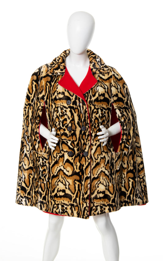 1960s Reversible Faux Fur & Wool Cape | medium/large/x-large